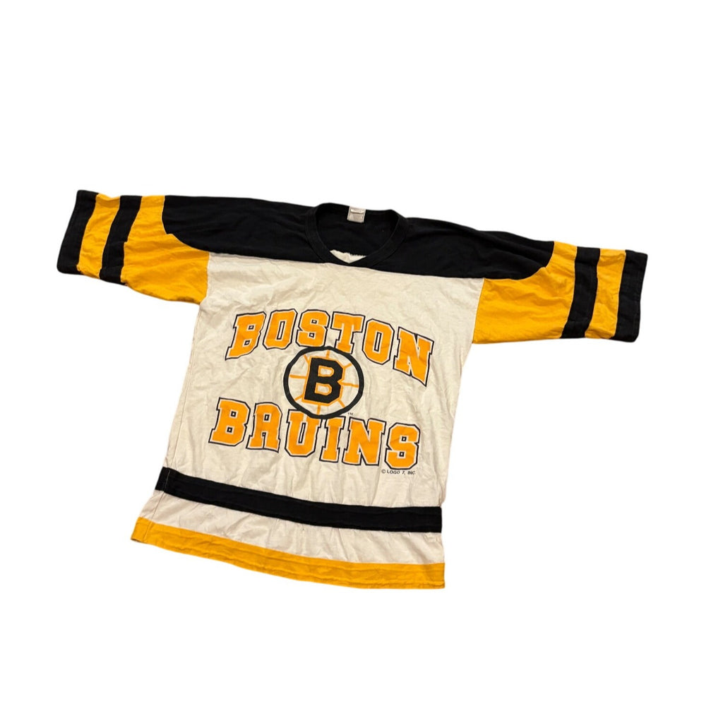 Vintage 90's Logo 7 Boston Bruins NHL Hockey 3/4 Length Shirt Men's Medium