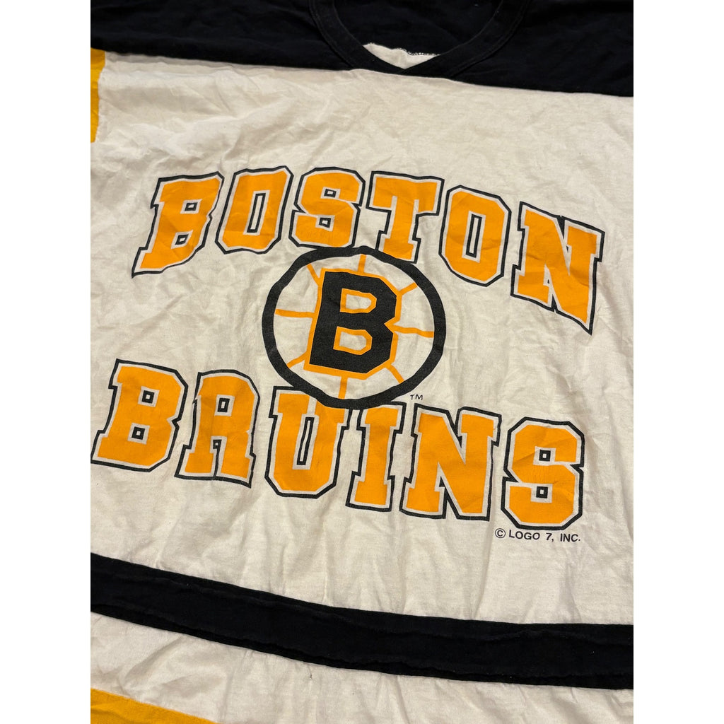 Vintage 90's Logo 7 Boston Bruins NHL Hockey 3/4 Length Shirt Men's Medium