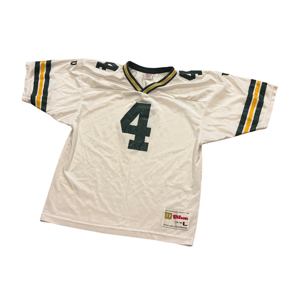 Vintage 90's Wilson Green Bay Packers Brett Favre #4 White NFL Jersey Youth L