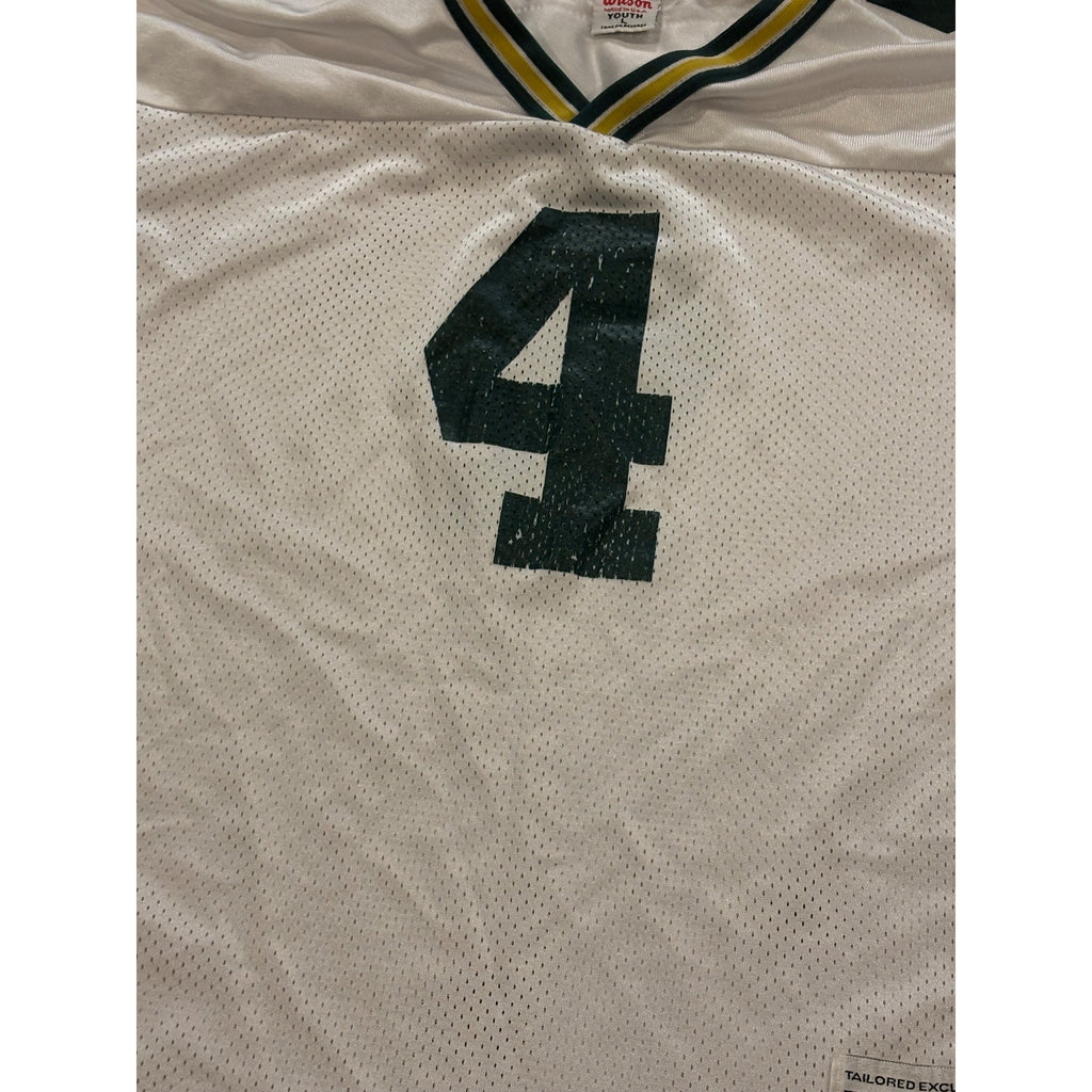 Vintage 90's Wilson Green Bay Packers Brett Favre #4 White NFL Jersey Youth L