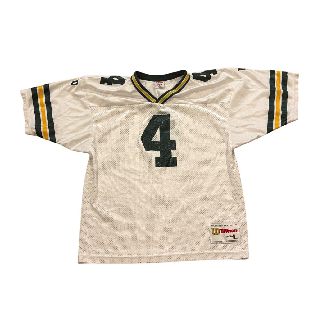 Vintage 90's Wilson Green Bay Packers Brett Favre #4 White NFL Jersey Youth L