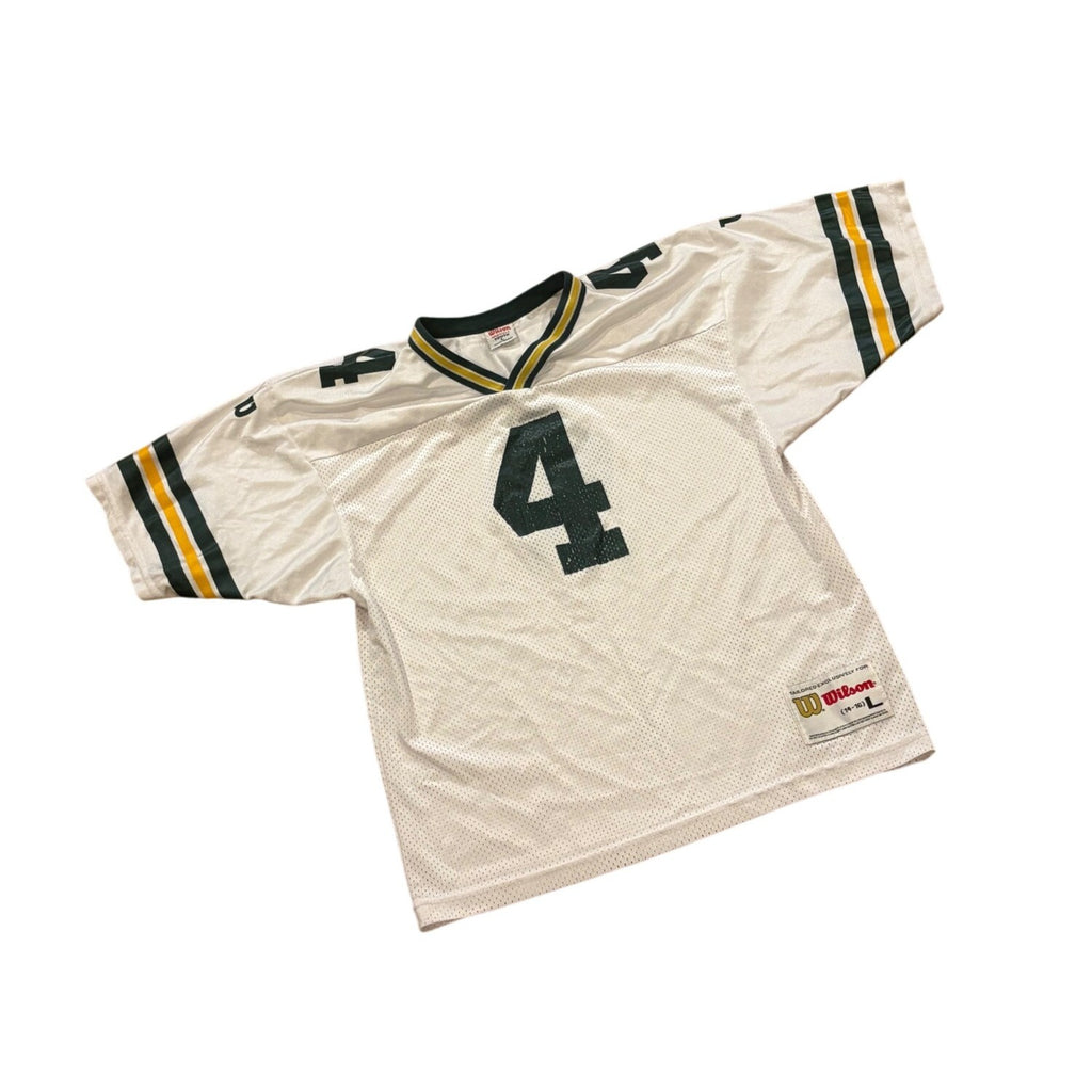 Vintage 90's Wilson Green Bay Packers Brett Favre #4 White NFL Jersey Youth L