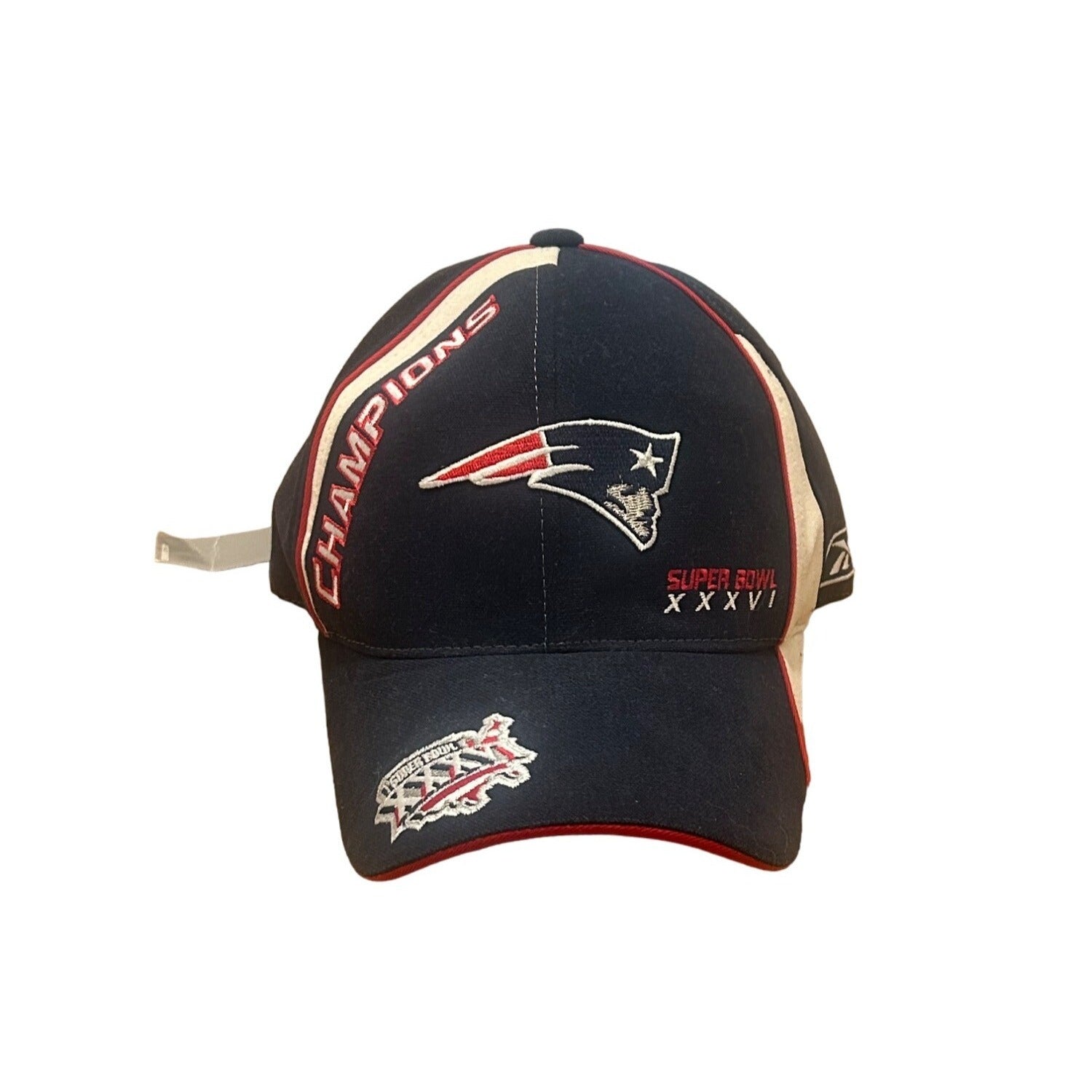 New England Patriots Super Bowl XXXVI 36 NFL Champions Adjustable Reebok Hat NWT
