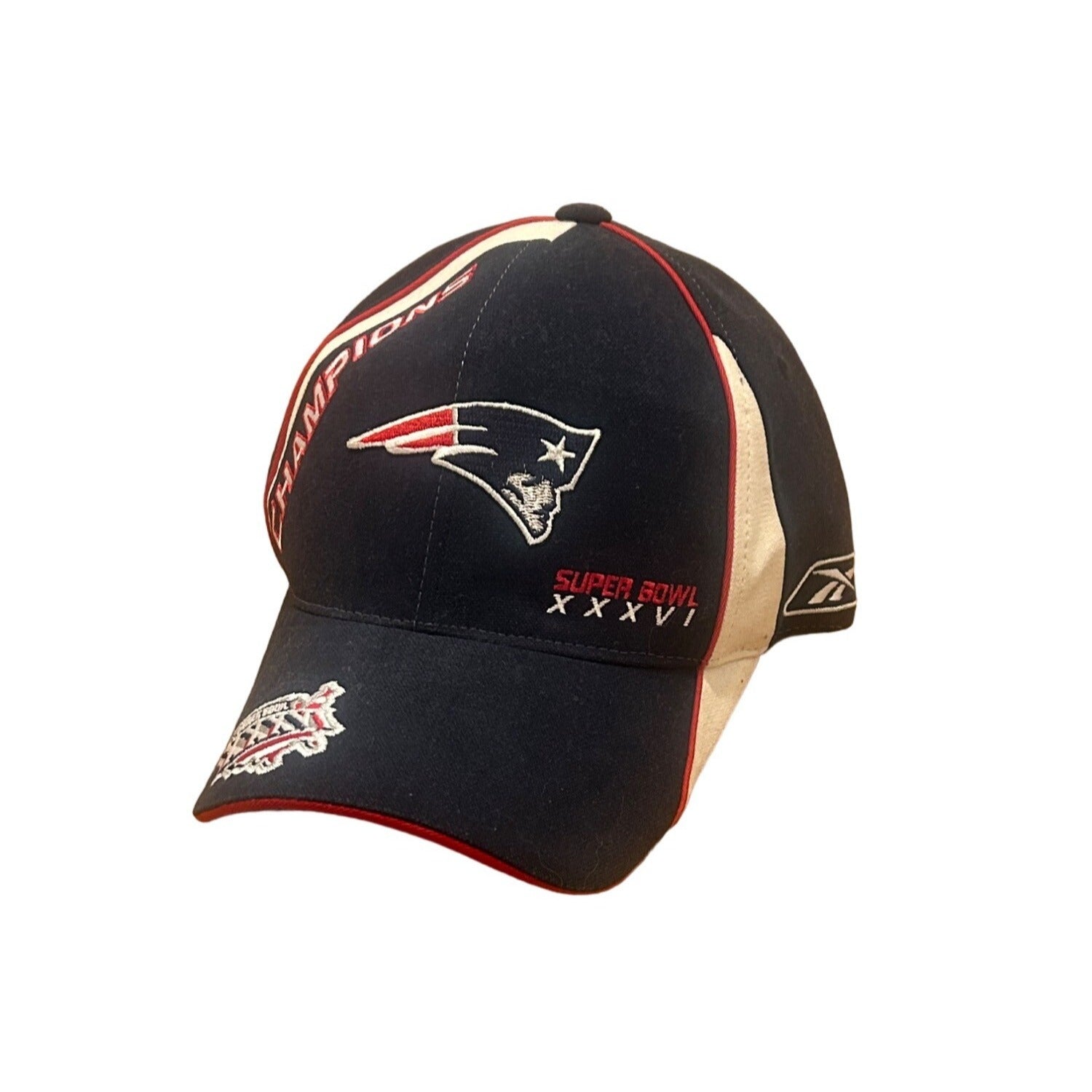 New England Patriots Super Bowl XXXVI 36 NFL Champions Adjustable Reebok Hat NWT
