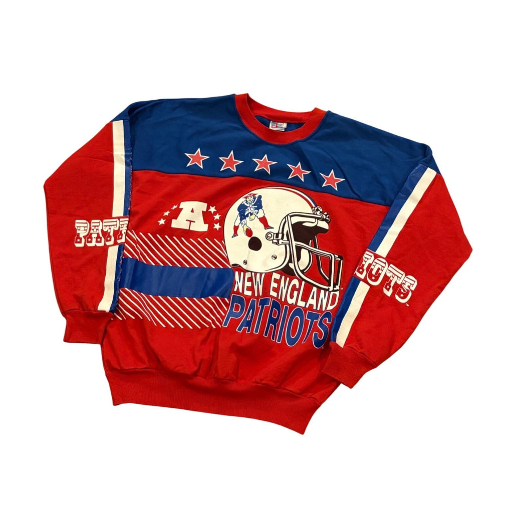 Rare Vintage 80s New England Patriots All Over Print NFL Crewneck Sweatshirt L