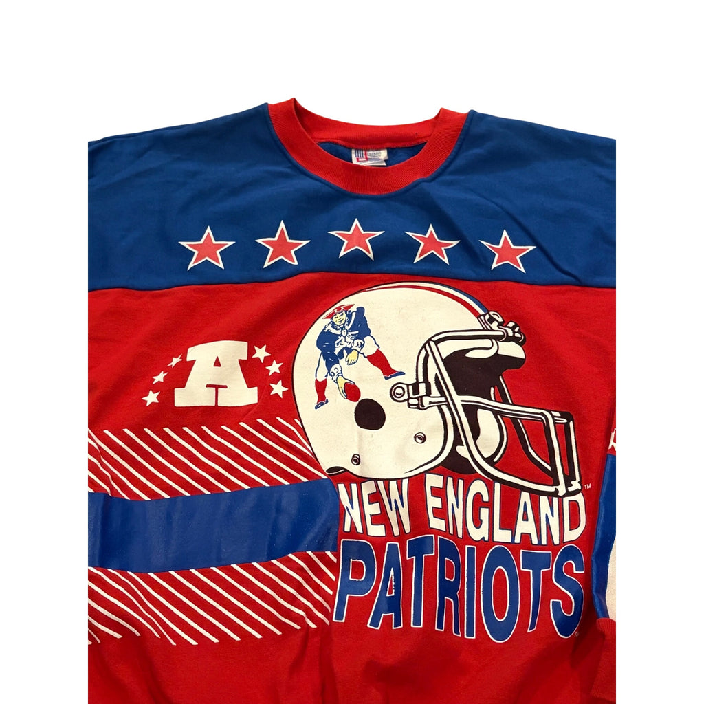 Rare Vintage 80s New England Patriots All Over Print NFL Crewneck Sweatshirt L