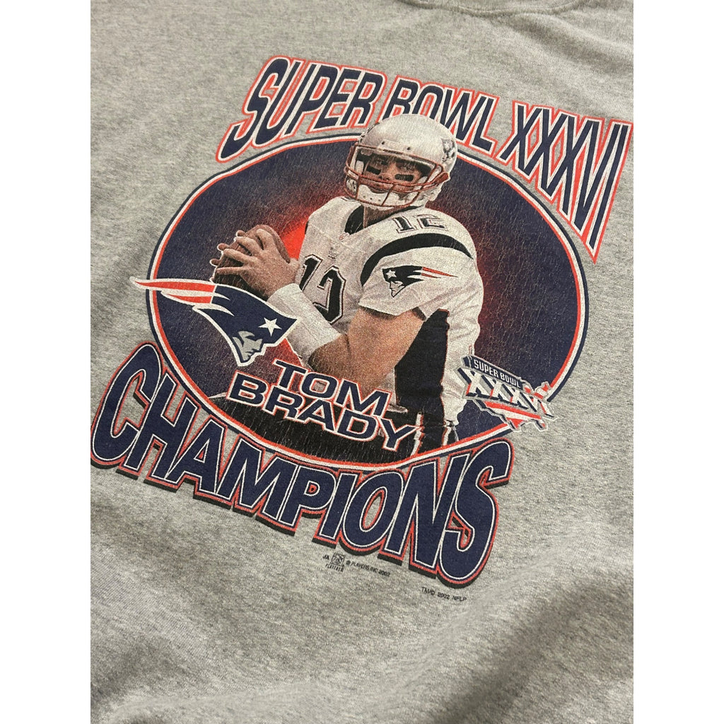 Vtg 2002 New England Patriots Super Bowl XXXVI Champions Tom Brady Sweatshirt L