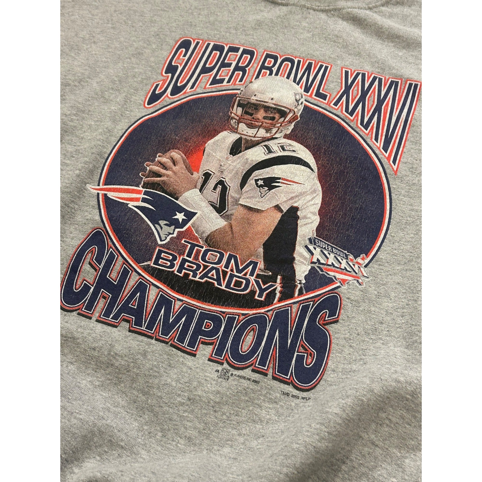 Vtg 2002 New England Patriots Super Bowl XXXVI Champions Tom Brady Sweatshirt L