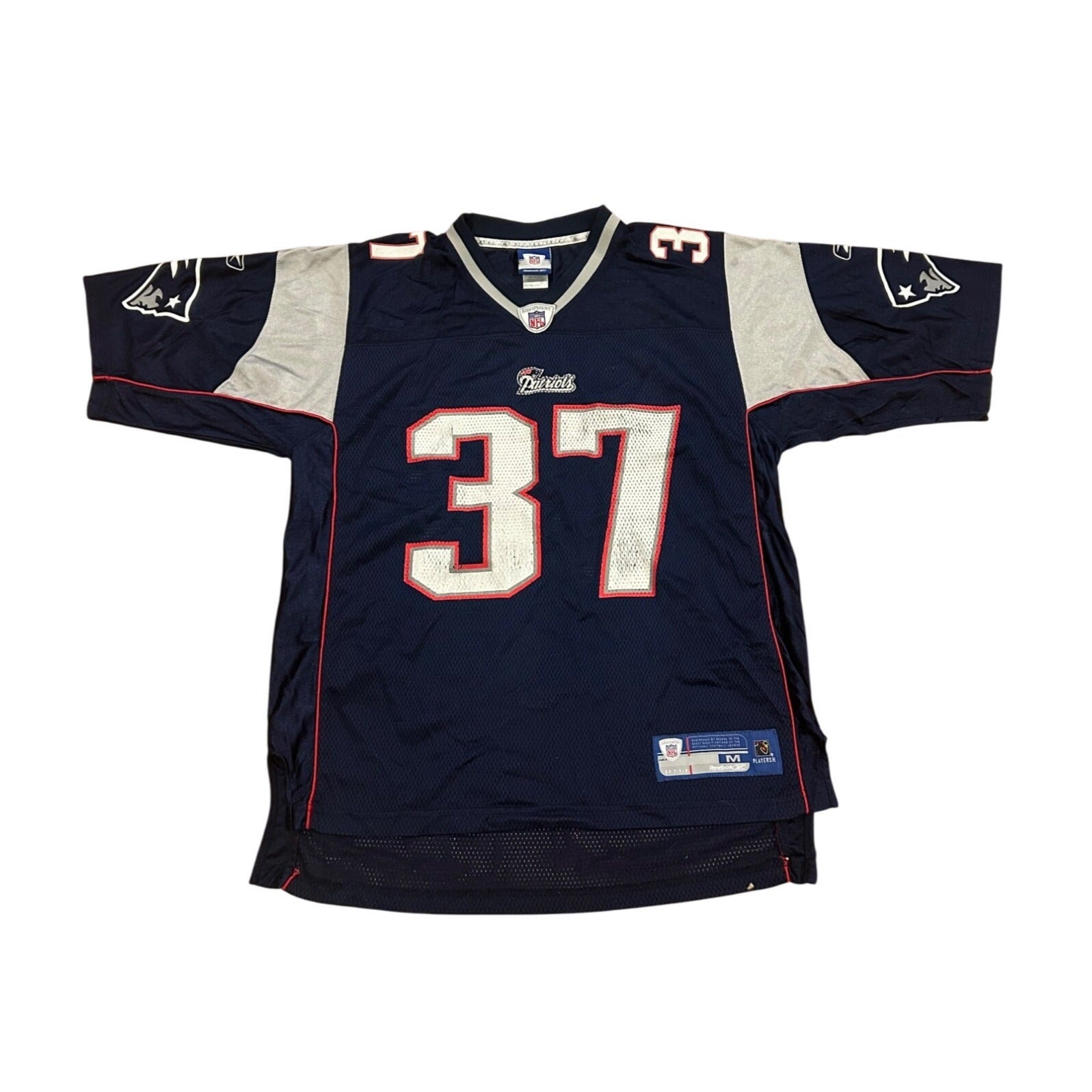Reebok New England Patriots Rodney Harrison #37 Blue NFL Jersey Men's Medium