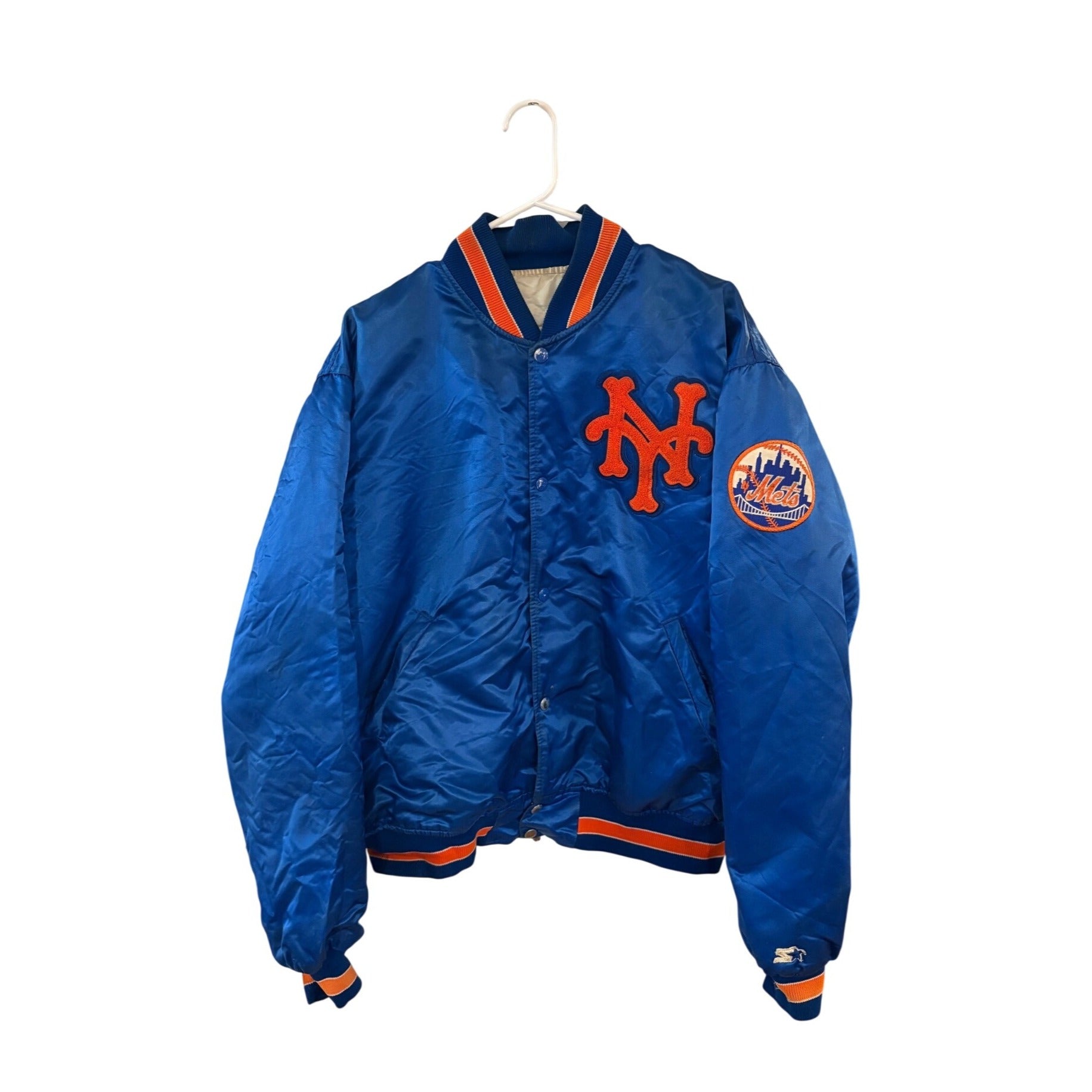 Vintage 1980's Starter New York Mets MLB Satin Bomber Jacket Blue Men's XL