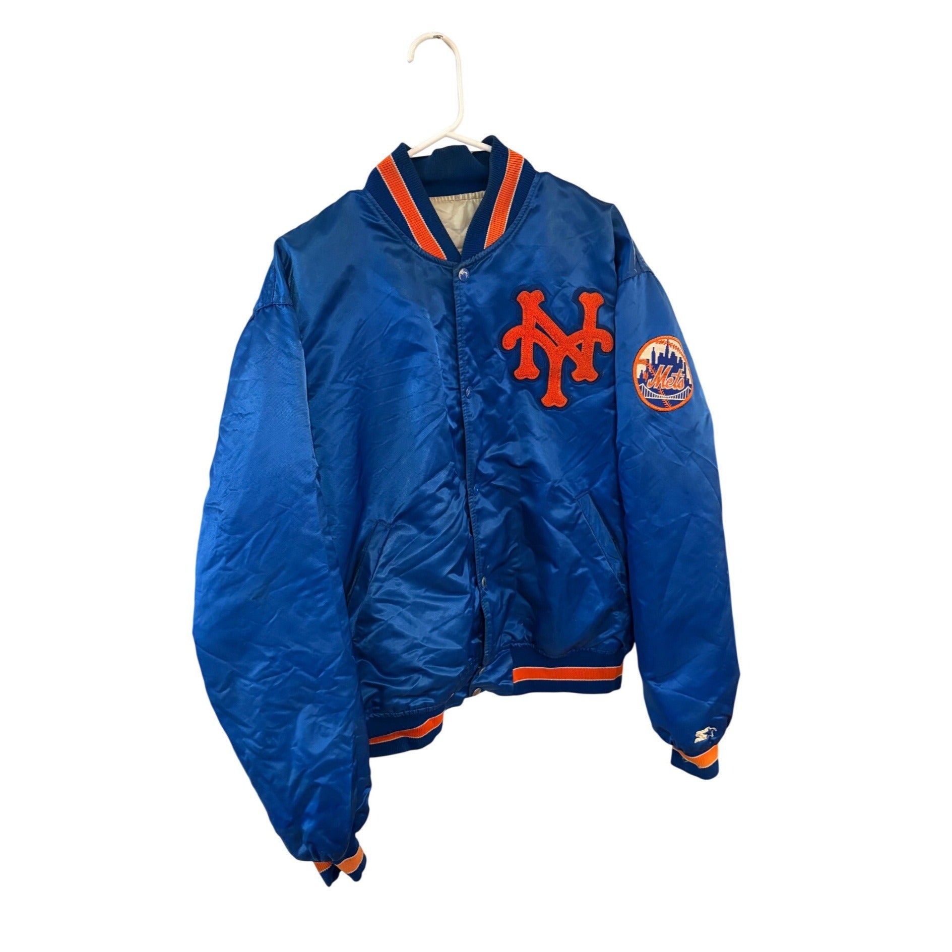 Vintage 1980's Starter New York Mets MLB Satin Bomber Jacket Blue Men's XL