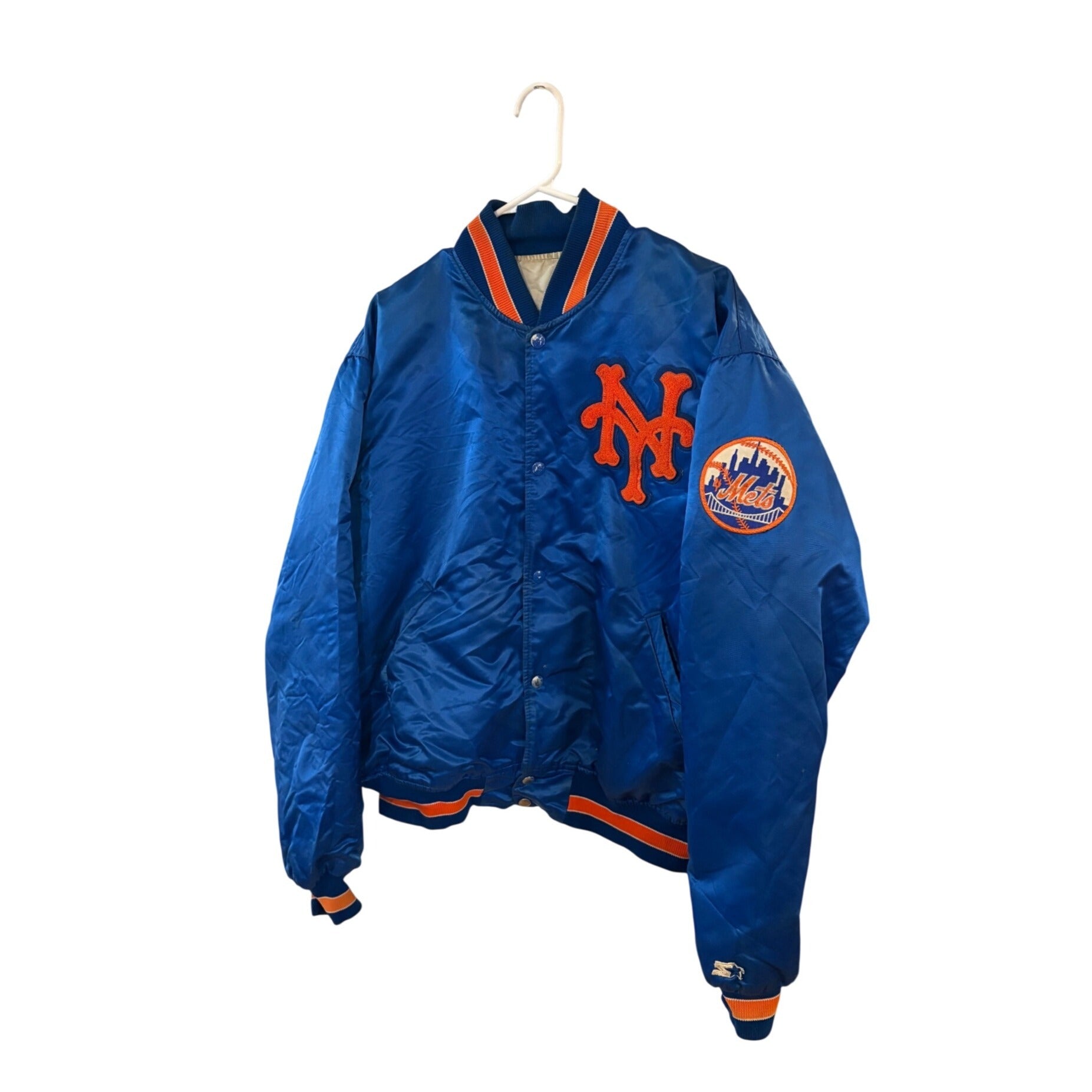 Vintage 1980's Starter New York Mets MLB Satin Bomber Jacket Blue Men's XL