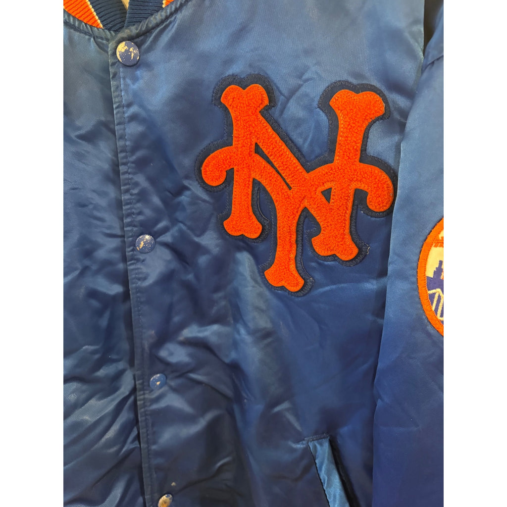 Vintage 1980's Starter New York Mets MLB Satin Bomber Jacket Blue Men's XL