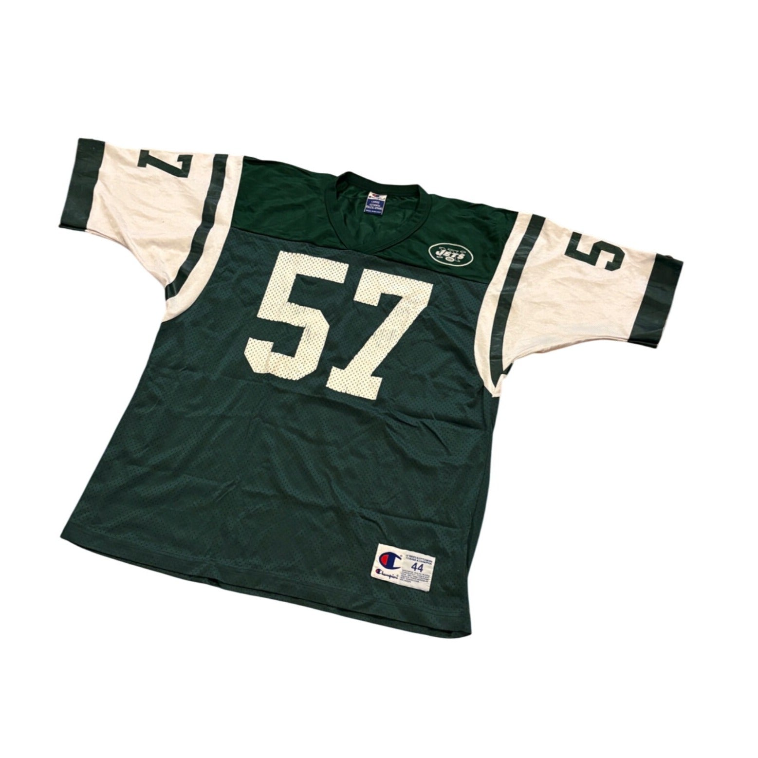 Vintage 1990's Champion New York Jets Mo Lewis #57 Green NFL Jersey Men's Large