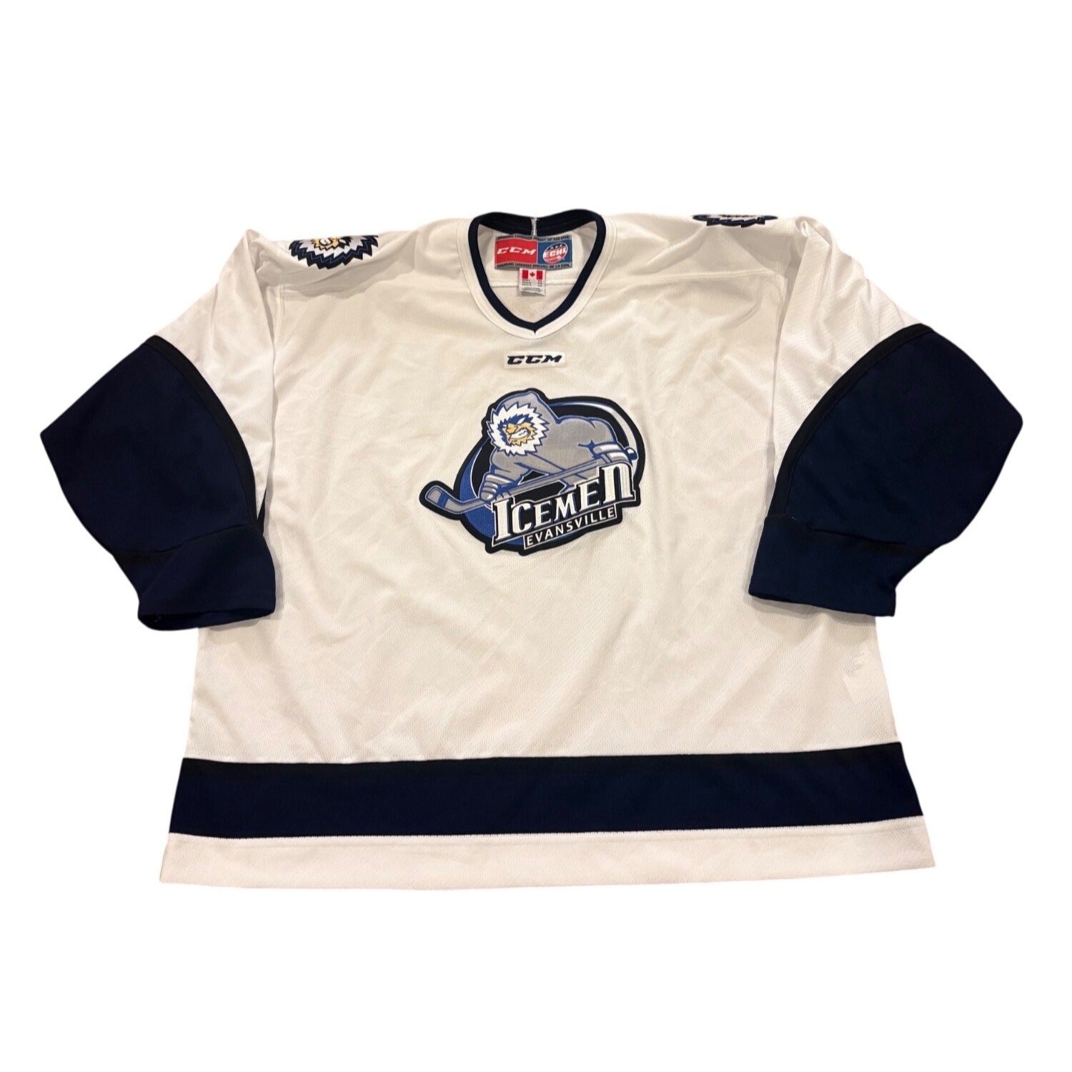 Rare CCM Evansville IceMen Defunct ECHL Hockey Jersey White Men's 2XL