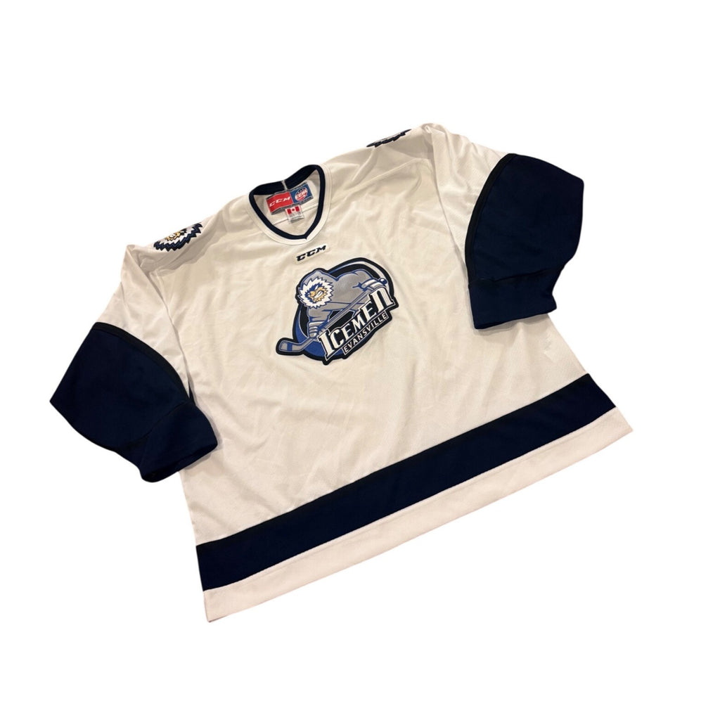 Rare CCM Evansville IceMen Defunct ECHL Hockey Jersey White Men's 2XL