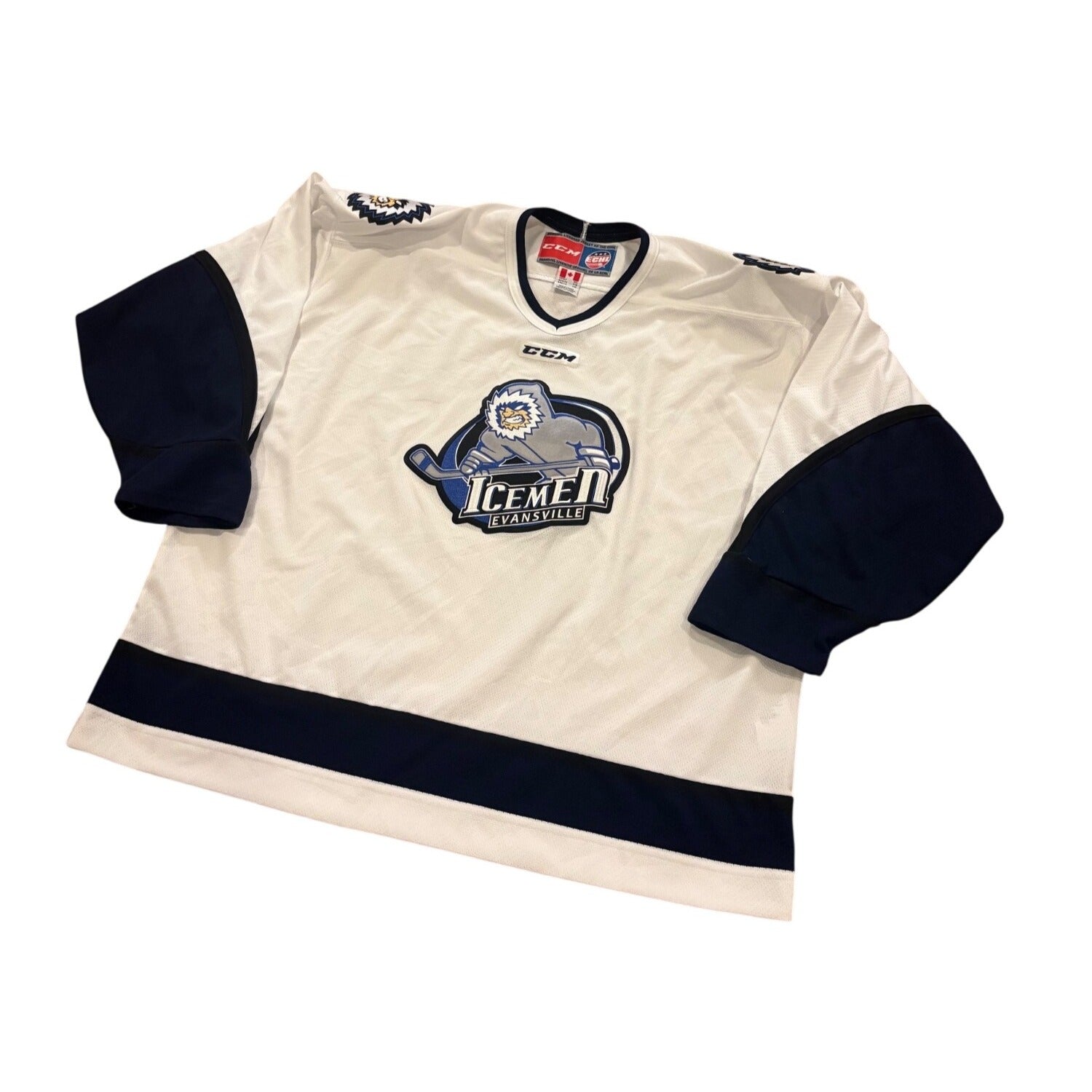 Rare CCM Evansville IceMen Defunct ECHL Hockey Jersey White Men's 2XL