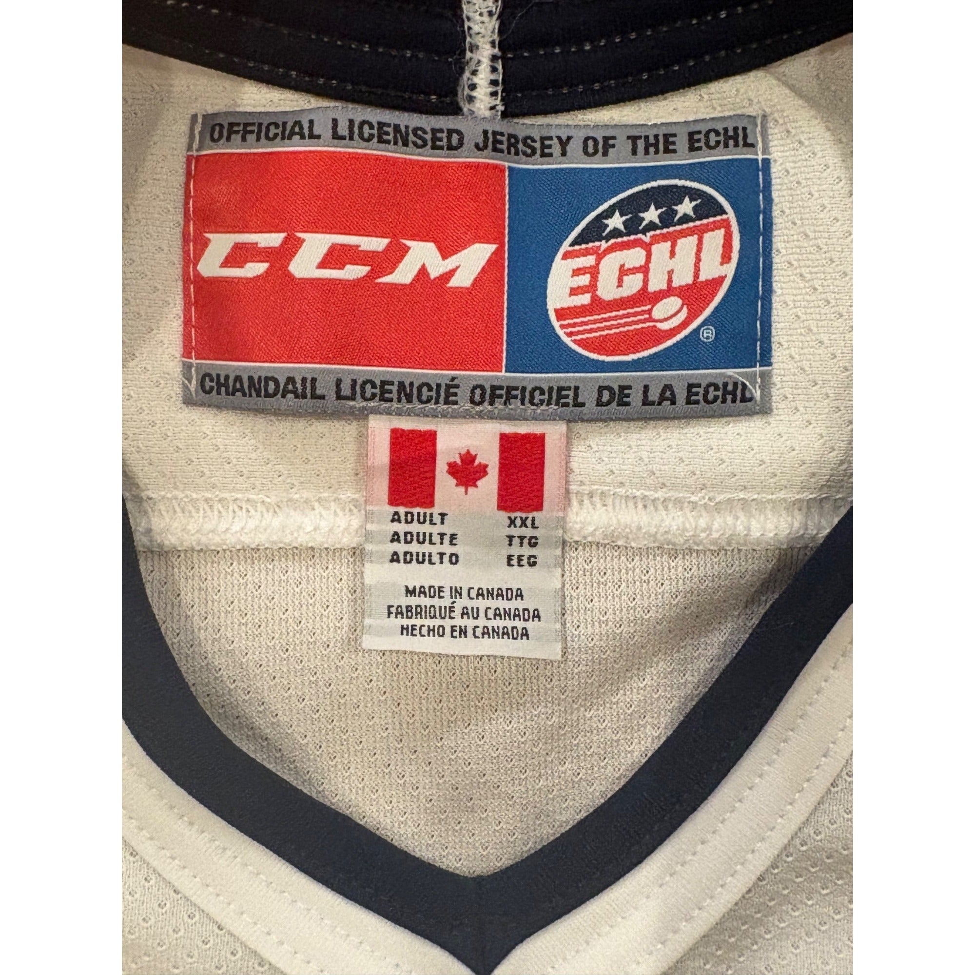Rare CCM Evansville IceMen Defunct ECHL Hockey Jersey White Men's 2XL