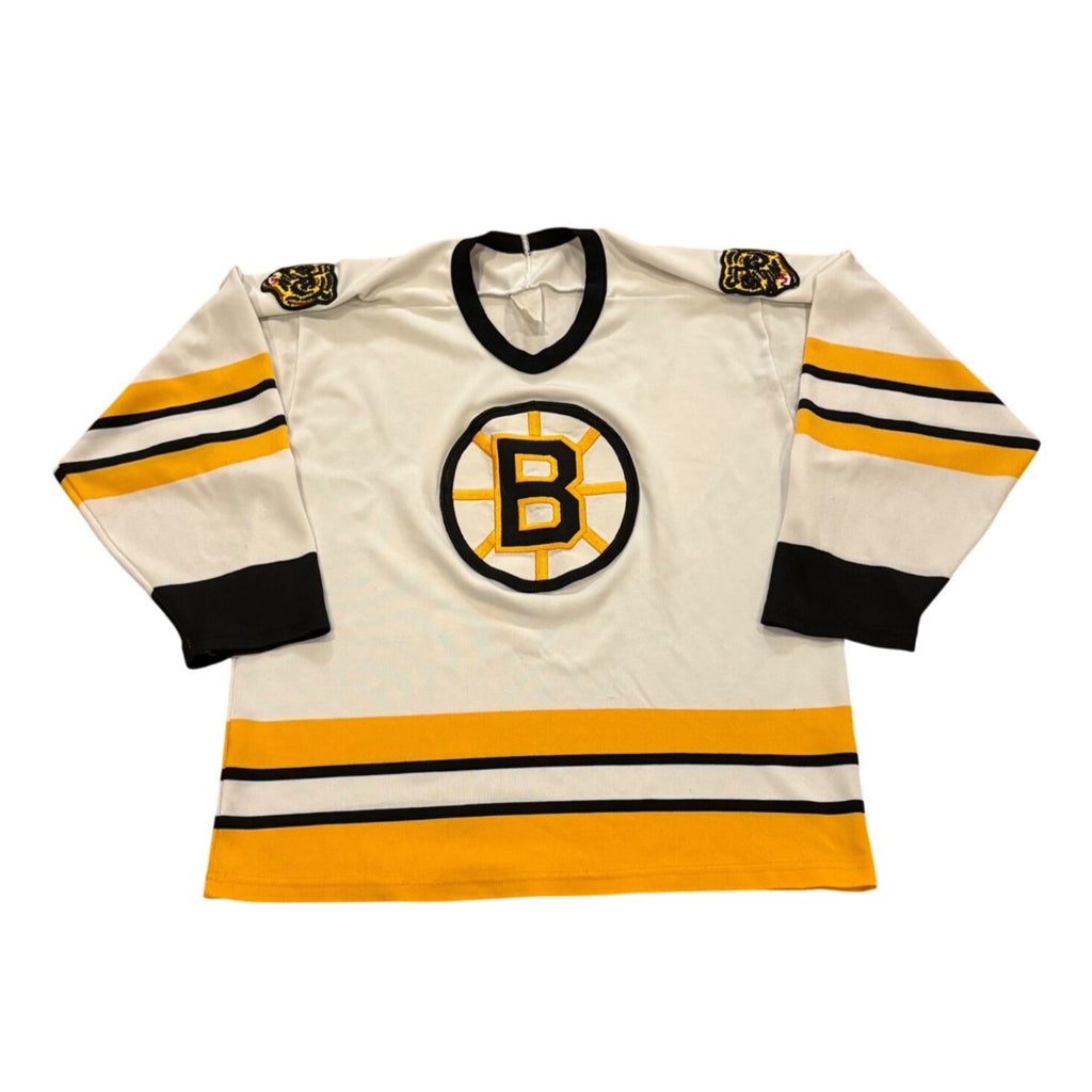 Vintage 80's CCM Boston Bruins Stitched White NHL Hockey Jersey Men's Medium