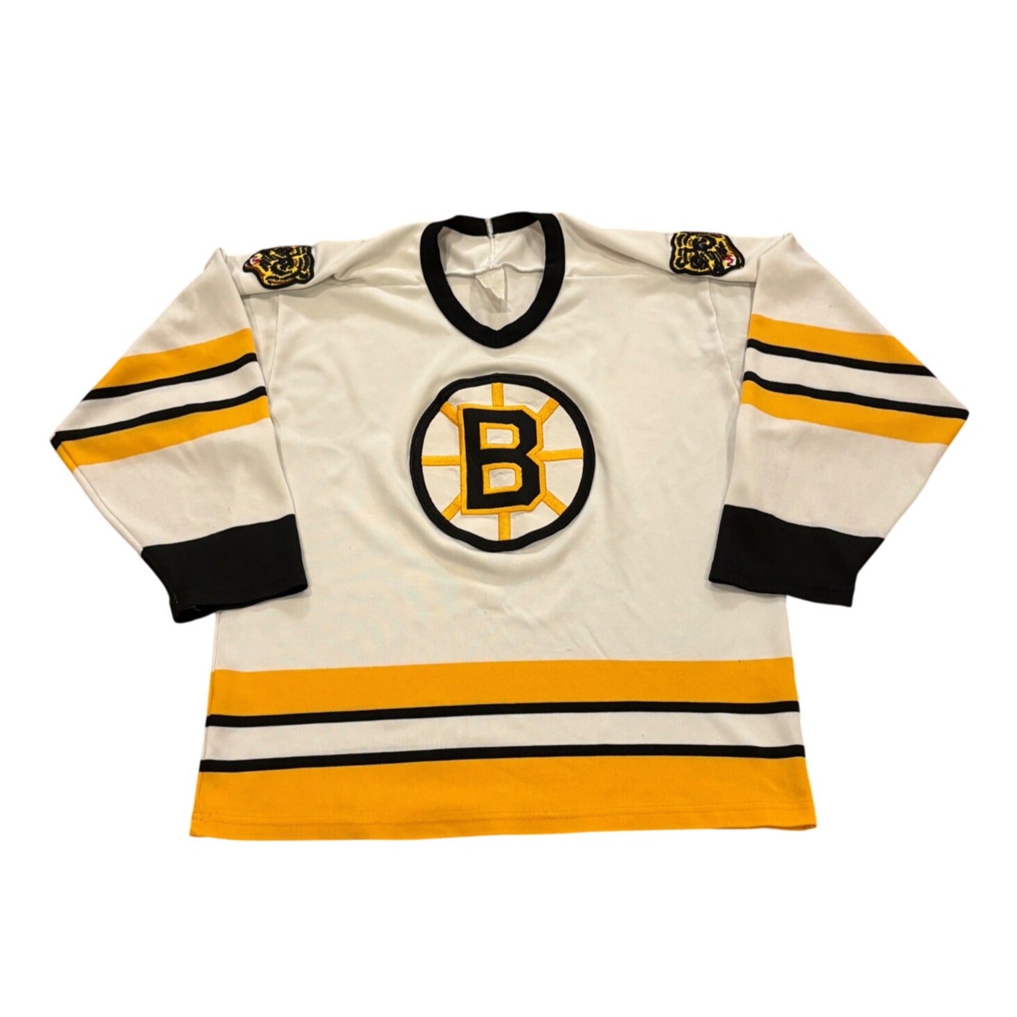 Vintage 80's CCM Boston Bruins Stitched White NHL Hockey Jersey Men's Medium