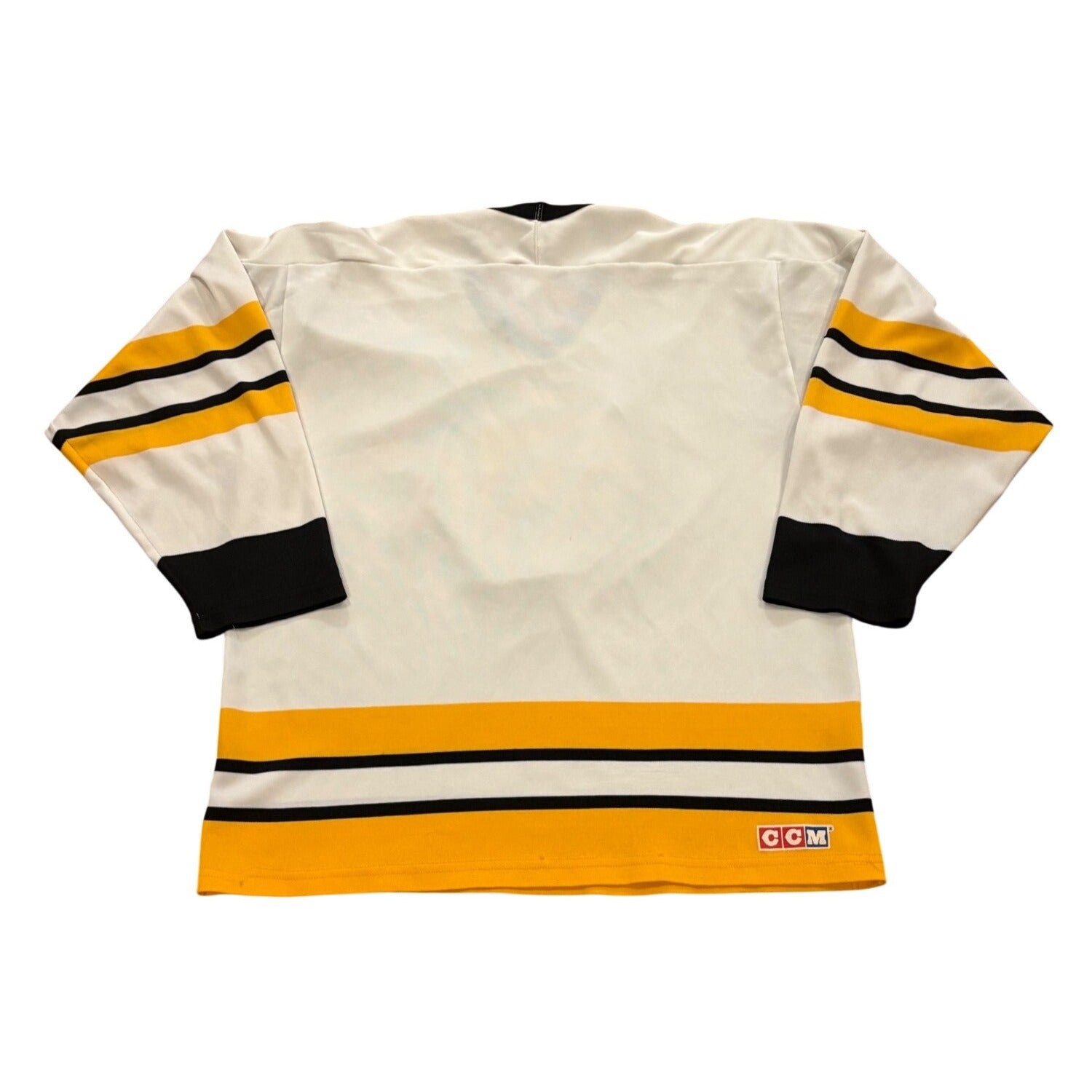 Vintage 80's CCM Boston Bruins Stitched White NHL Hockey Jersey Men's Medium