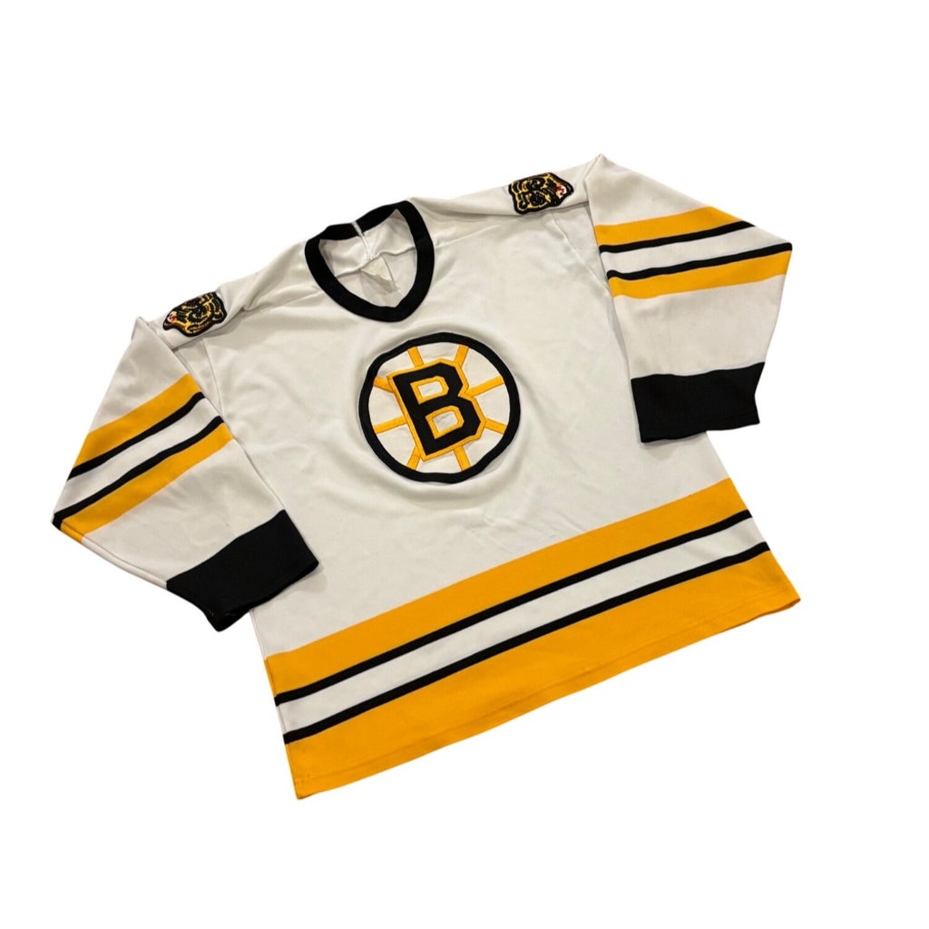 Vintage 80's CCM Boston Bruins Stitched White NHL Hockey Jersey Men's Medium