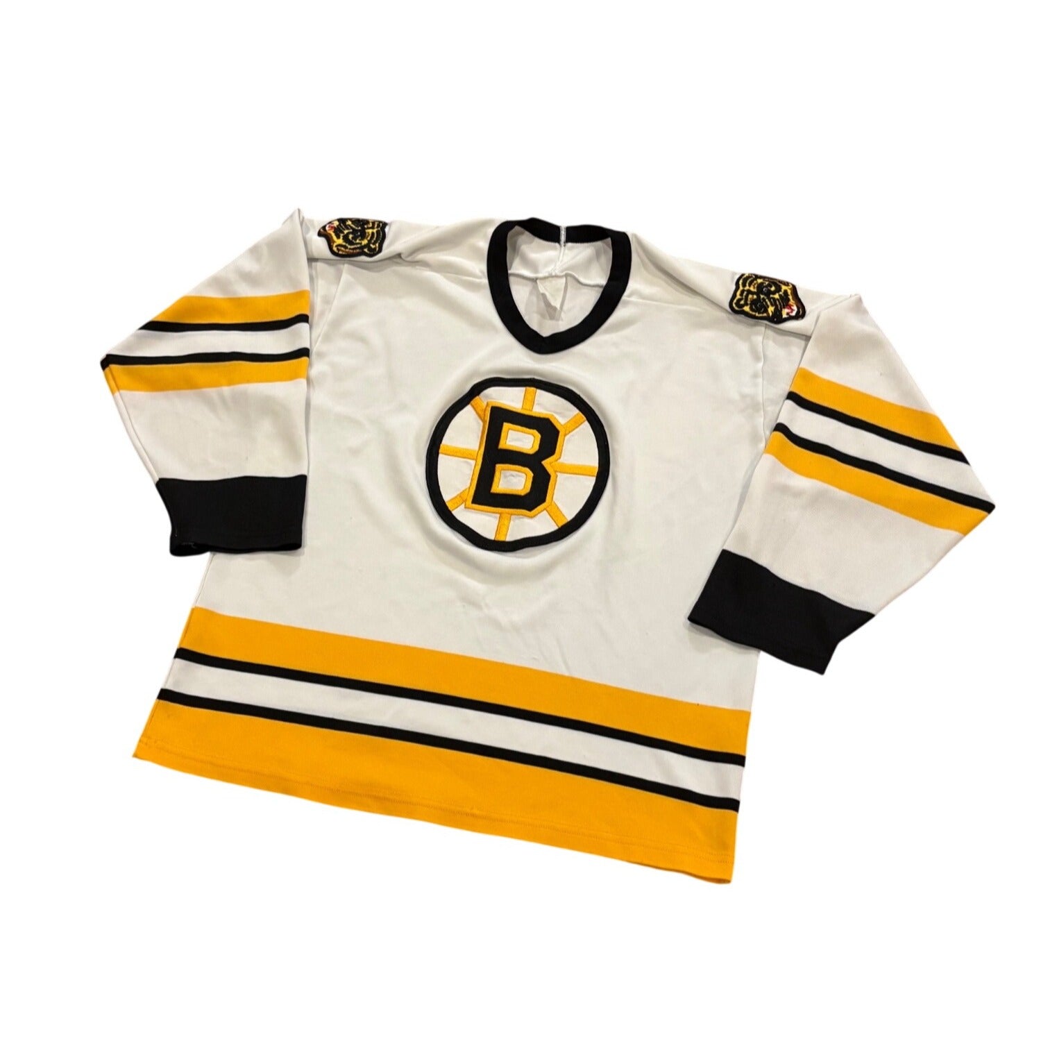 Vintage 80's CCM Boston Bruins Stitched White NHL Hockey Jersey Men's Medium