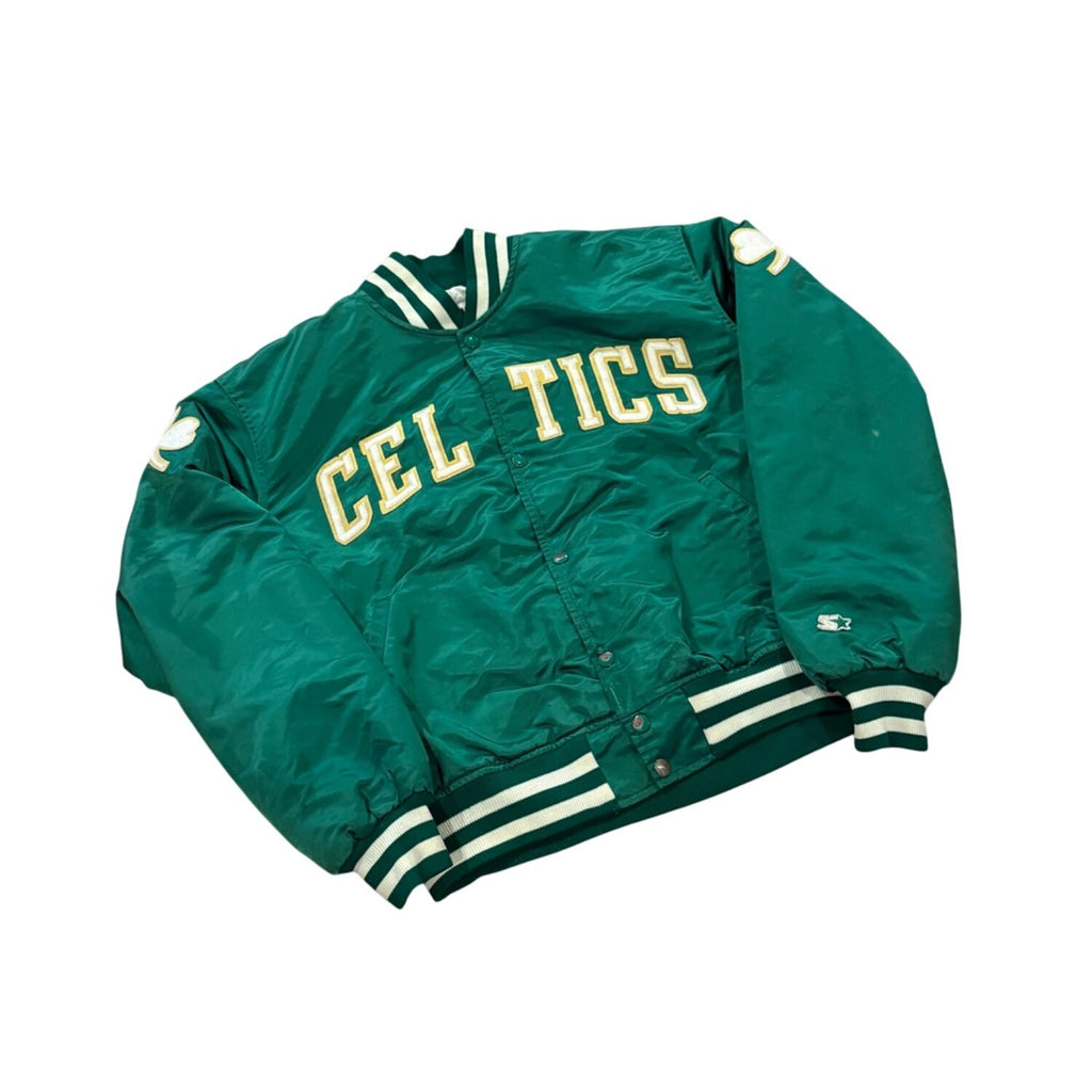 Vintage 1980's Starter Boston Celtics NBA Satin Jacket Green Men's Large
