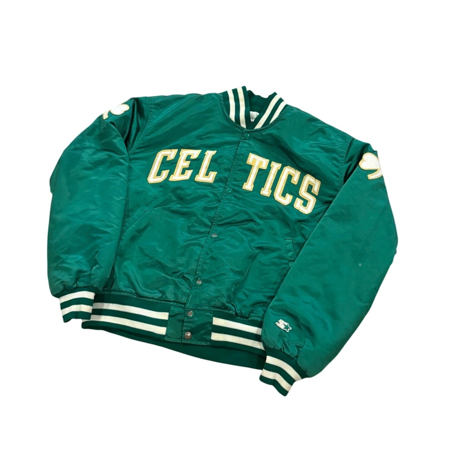 Vintage 1980's Starter Boston Celtics NBA Satin Jacket Green Men's Large