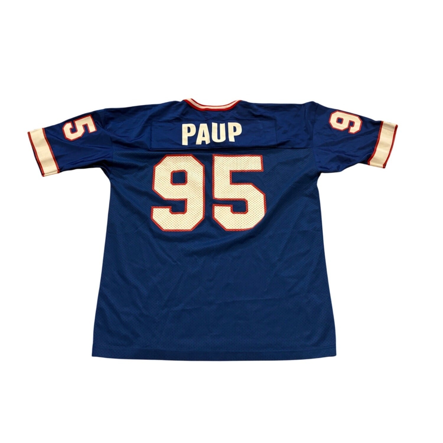 Vintage 1990's Buffalo Bills Bryce Paup #95 Champion Blue NFL Jersey Men's 48