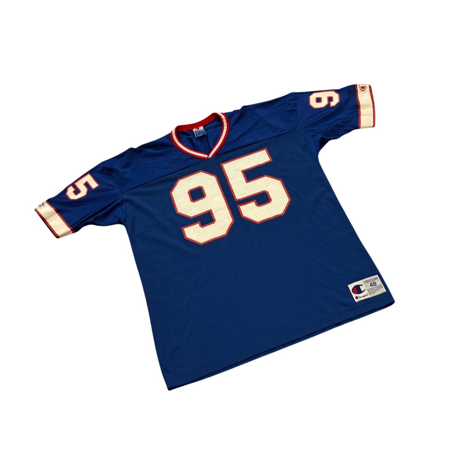 Vintage 1990's Buffalo Bills Bryce Paup #95 Champion Blue NFL Jersey Men's 48