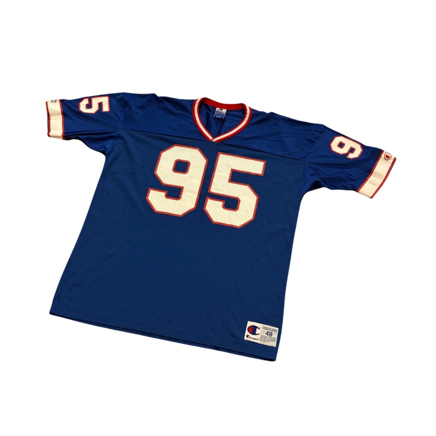 Vintage 1990's Buffalo Bills Bryce Paup #95 Champion Blue NFL Jersey Men's 48