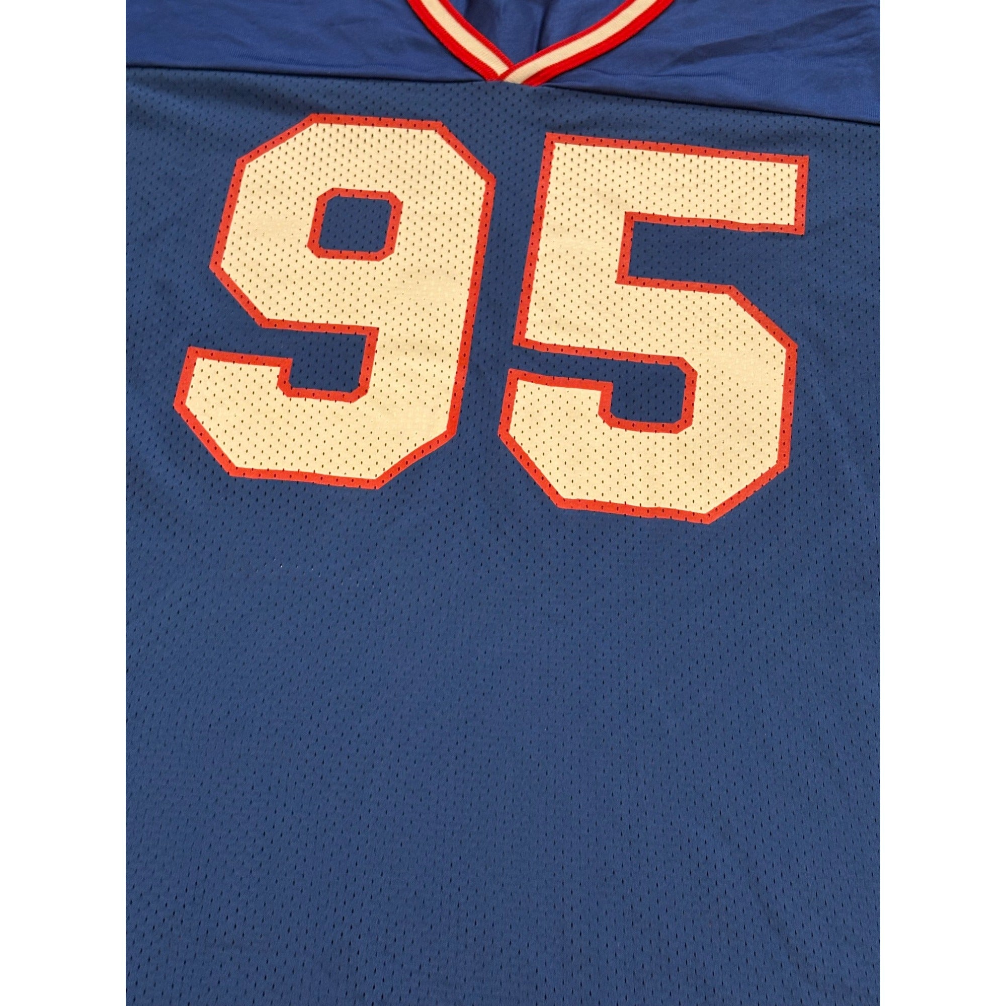 Vintage 1990's Buffalo Bills Bryce Paup #95 Champion Blue NFL Jersey Men's 48