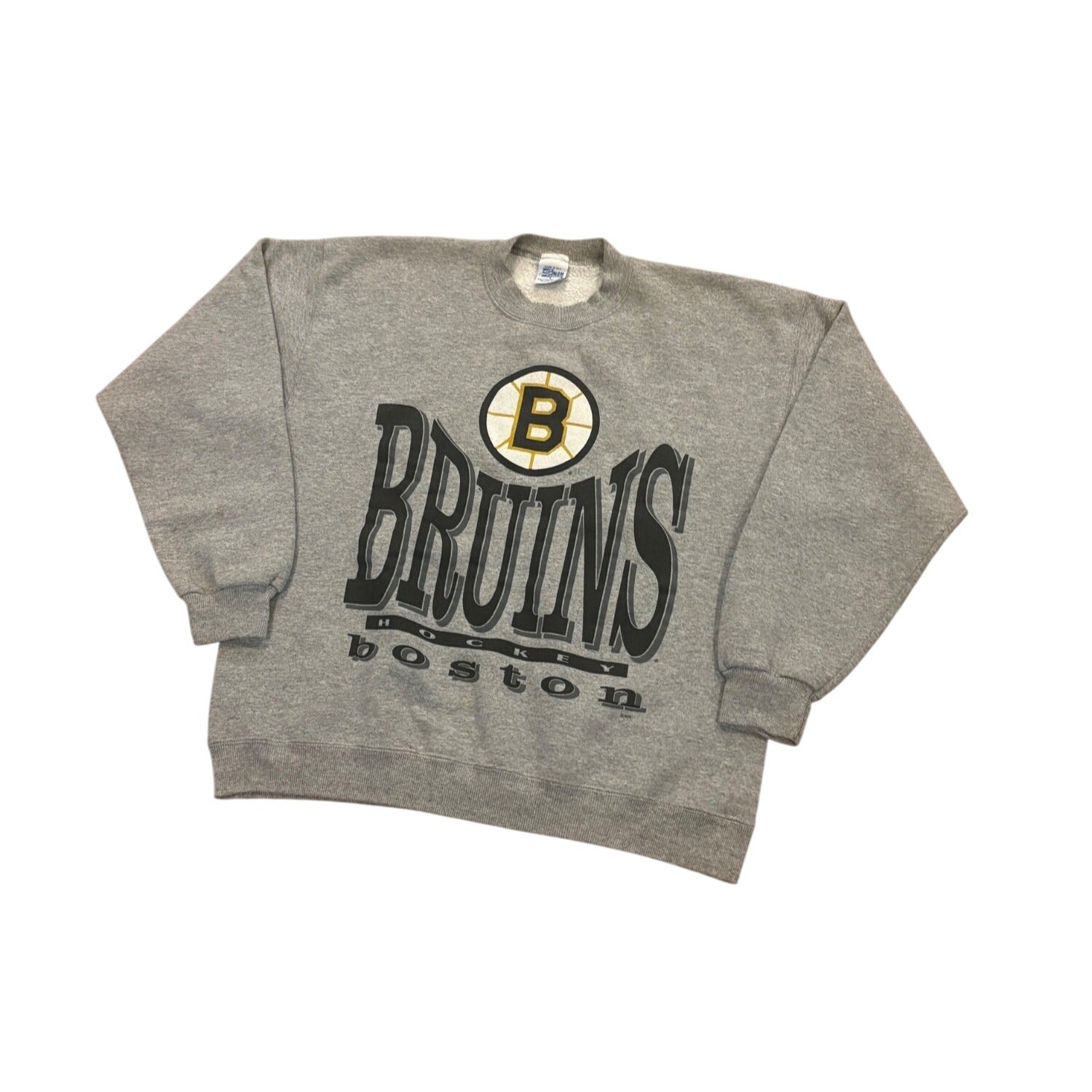 Vintage 90s Salem Sportswear Boston Bruins NHL Hockey Crewneck Sweatshirt Gray L