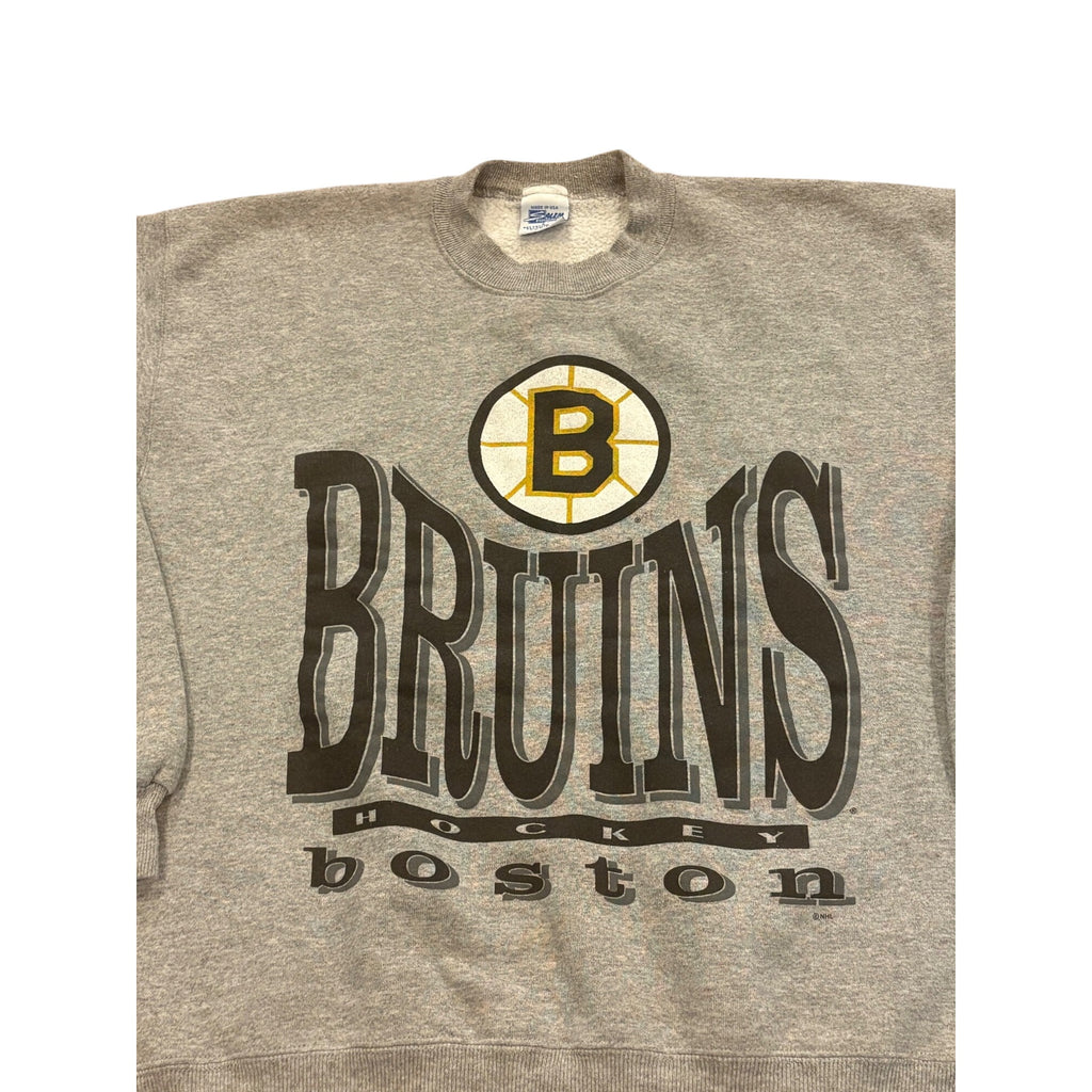 Vintage 90s Salem Sportswear Boston Bruins NHL Hockey Crewneck Sweatshirt Gray L