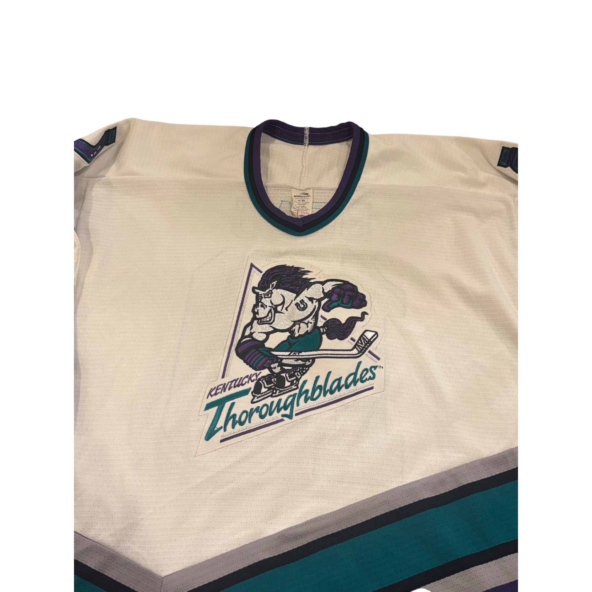 Vintage Rare 90s Bauer Kentucky Thoroughblades Beau #19 AHL Hockey Jersey XL