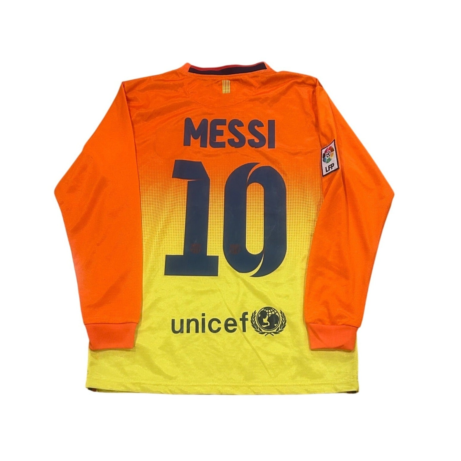 FC Barcelona 2012-13 Lionel Messi #10 Away Kit Long Sleeve Soccer Jersey Small