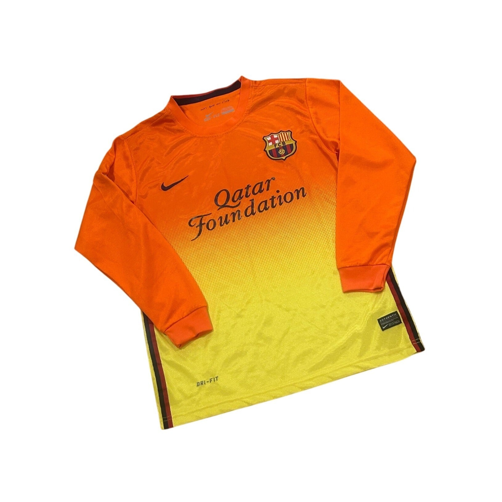 FC Barcelona 2012-13 Lionel Messi #10 Away Kit Long Sleeve Soccer Jersey Small