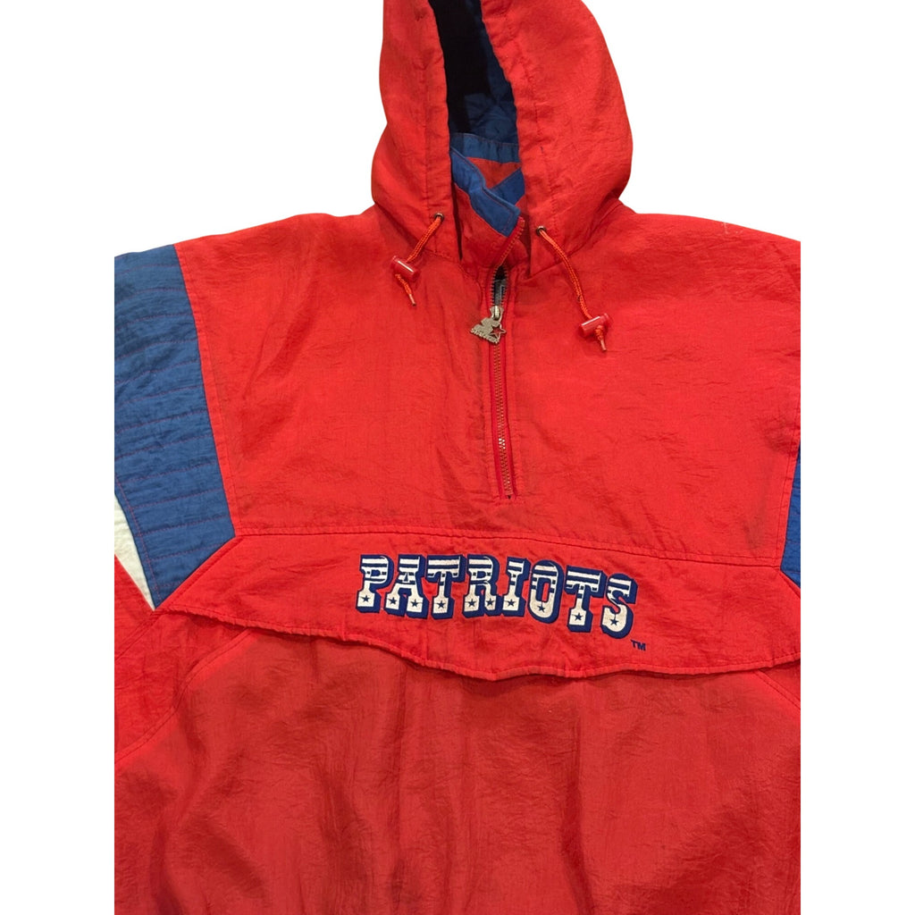 Rare 90's Starter New England Patriots NFL Hooded Red Puffer Signed Jacket XL