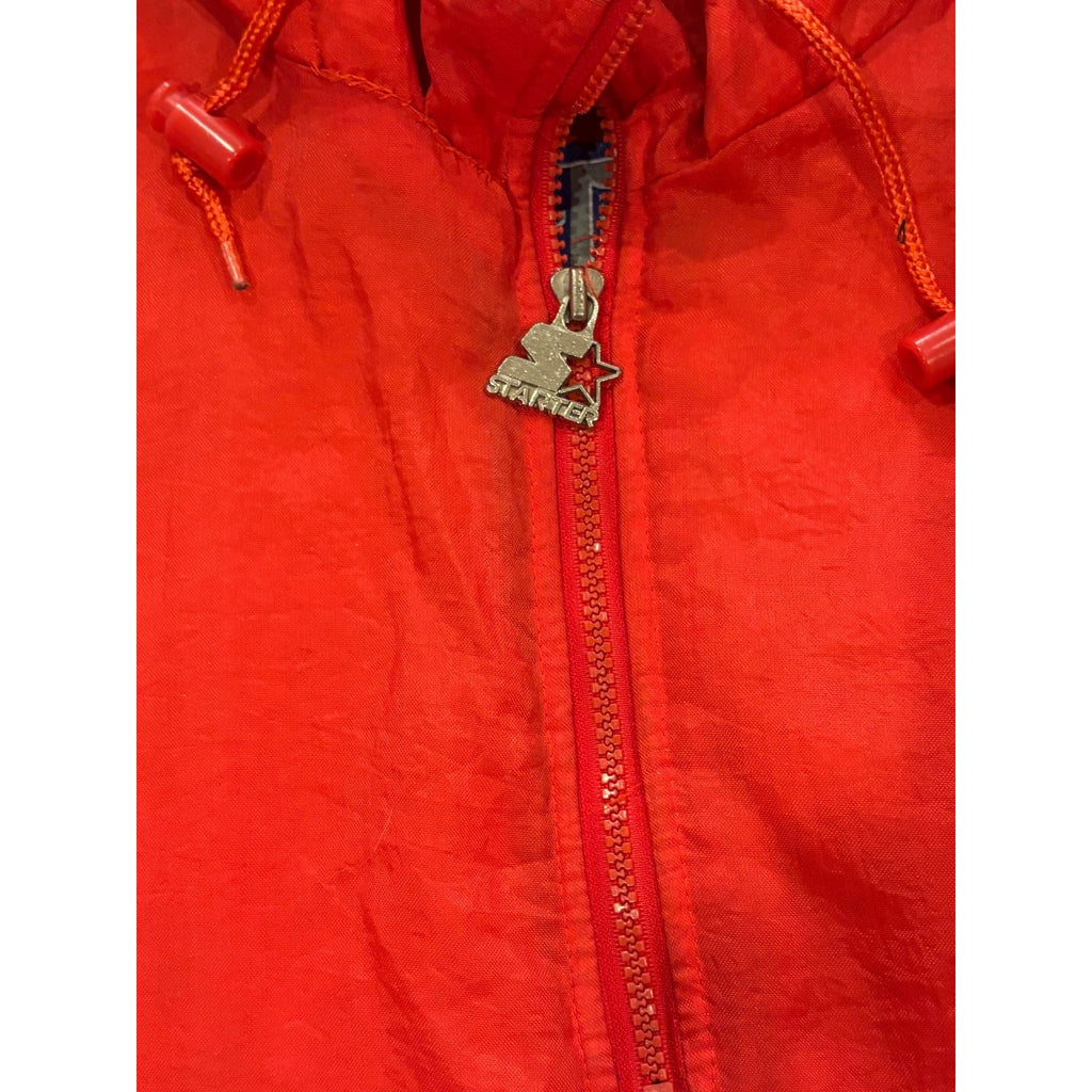 Rare 90's Starter New England Patriots NFL Hooded Red Puffer Signed Jacket XL