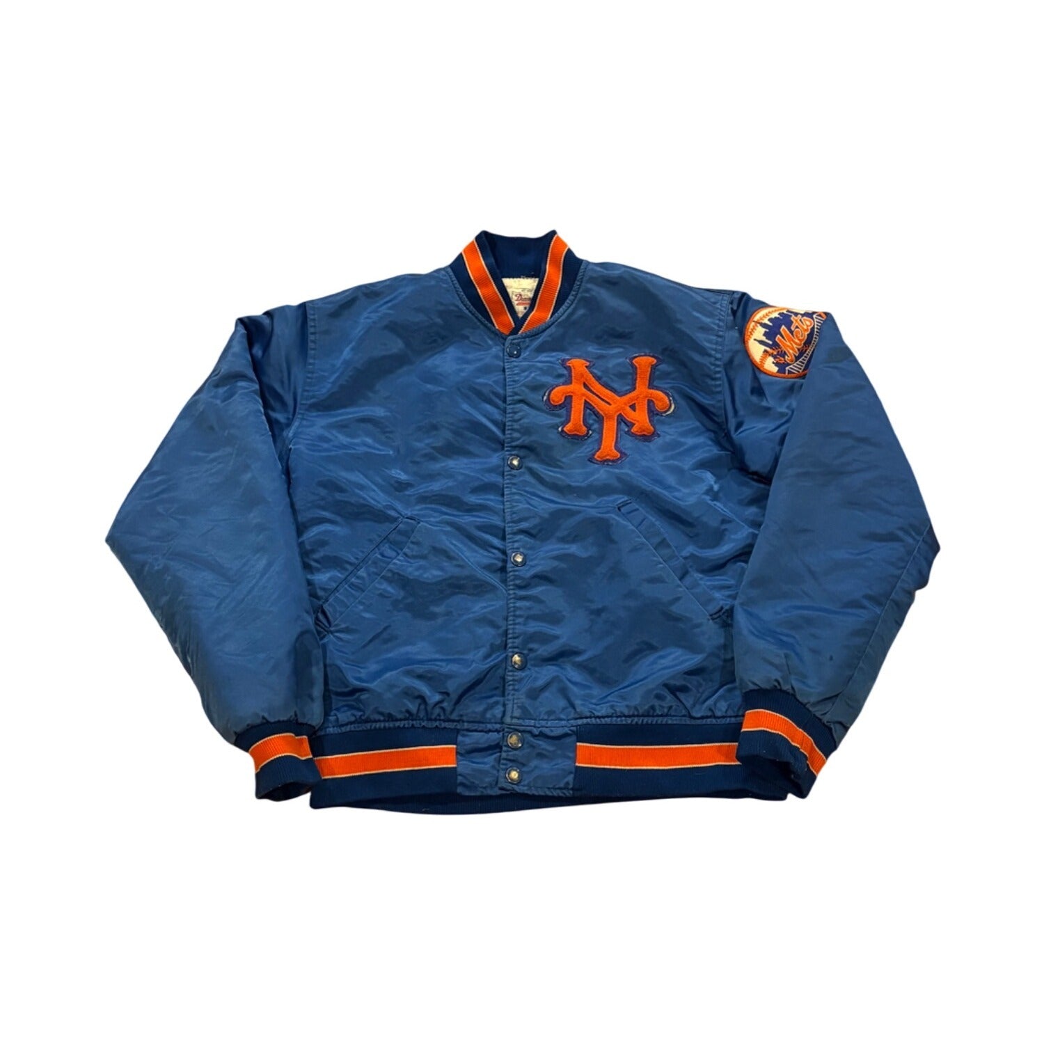 Vintage 1980's Starter New York Mets MLB Satin Bomber Jacket Blue Men's Medium