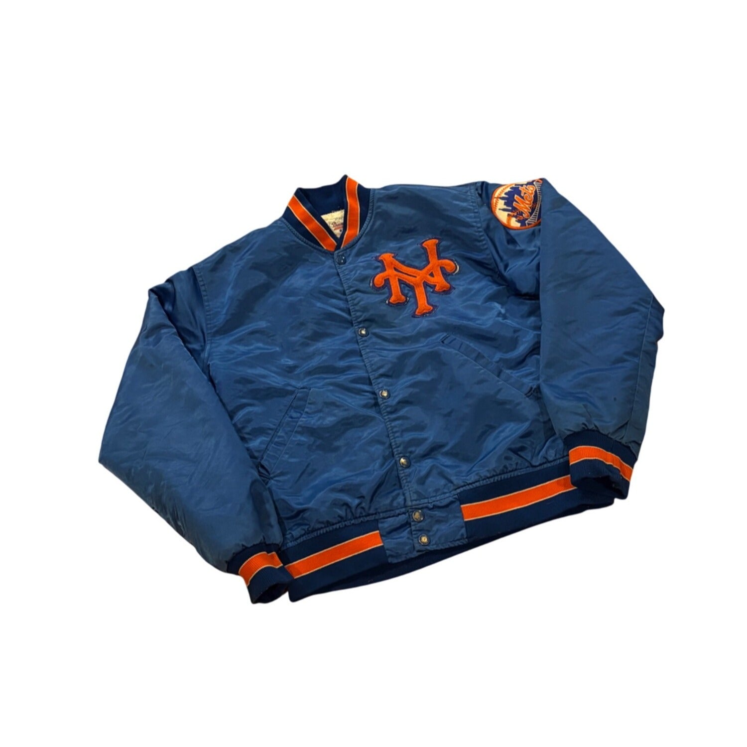 Vintage 1980's Starter New York Mets MLB Satin Bomber Jacket Blue Men's Medium