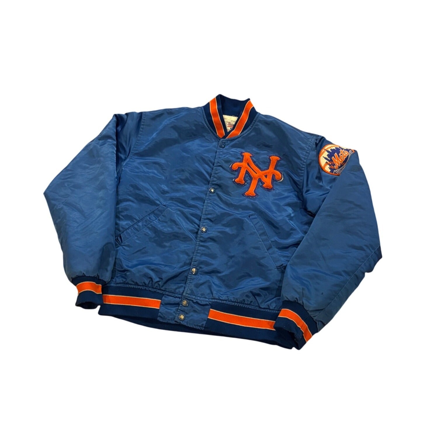 Vintage 1980's Starter New York Mets MLB Satin Bomber Jacket Blue Men's Medium