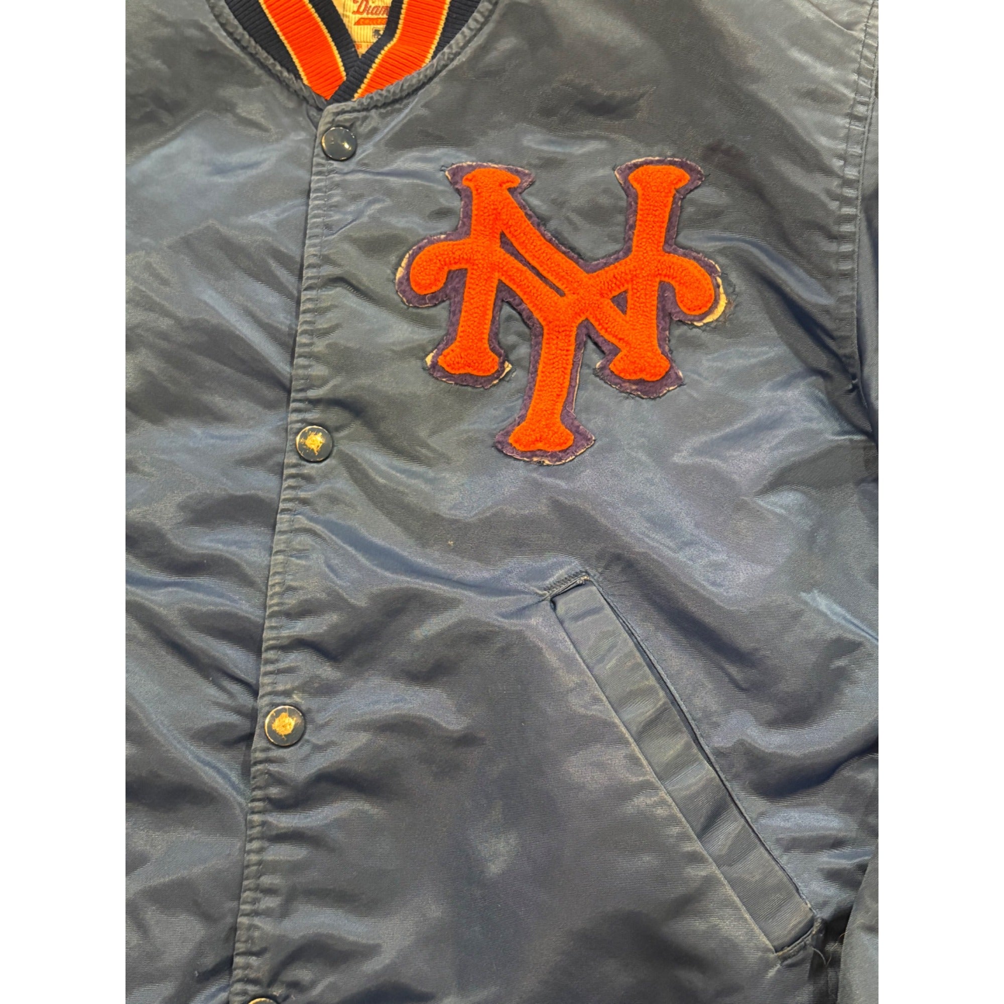 Vintage 1980's Starter New York Mets MLB Satin Bomber Jacket Blue Men's Medium