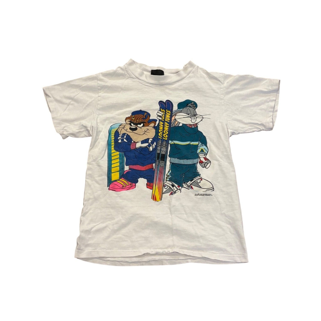 Vintage 1993 Looney Tunes Taz Bugs Bunny Skiing T-Shirt Changes Youth Large