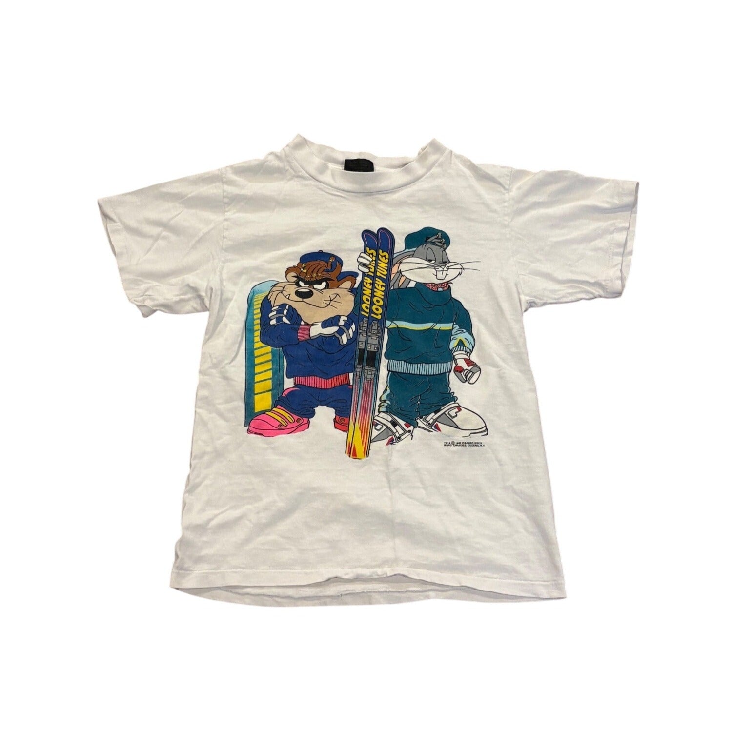 Vintage 1993 Looney Tunes Taz Bugs Bunny Skiing T-Shirt Changes Youth Large