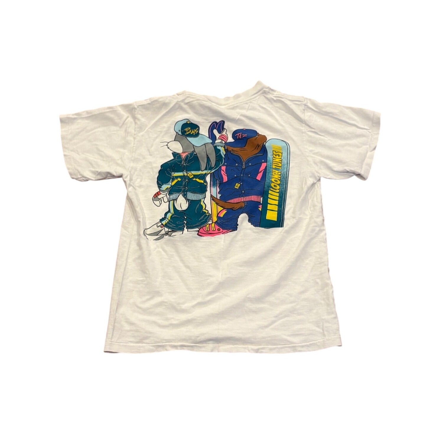 Vintage 1993 Looney Tunes Taz Bugs Bunny Skiing T-Shirt Changes Youth Large