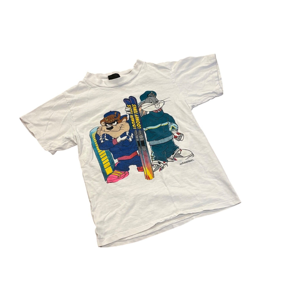 Vintage 1993 Looney Tunes Taz Bugs Bunny Skiing T-Shirt Changes Youth Large