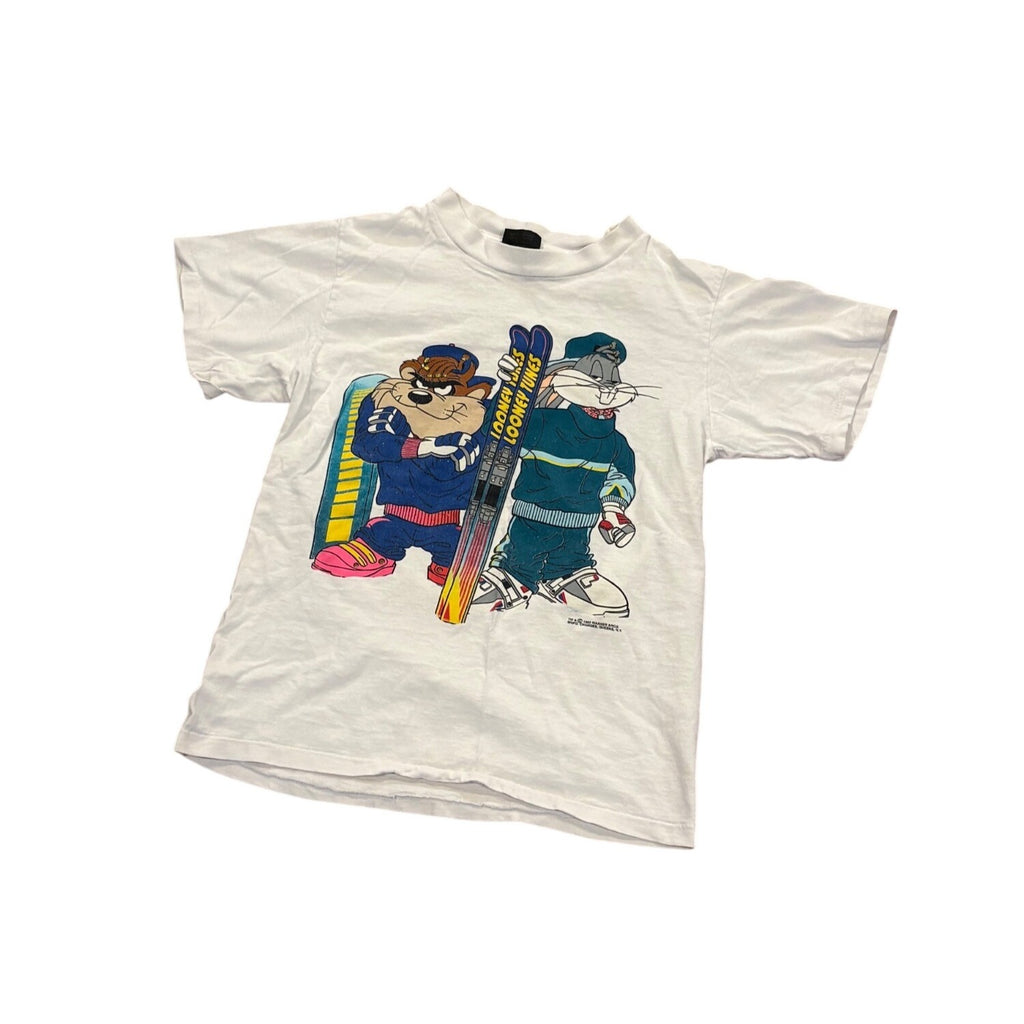 Vintage 1993 Looney Tunes Taz Bugs Bunny Skiing T-Shirt Changes Youth Large