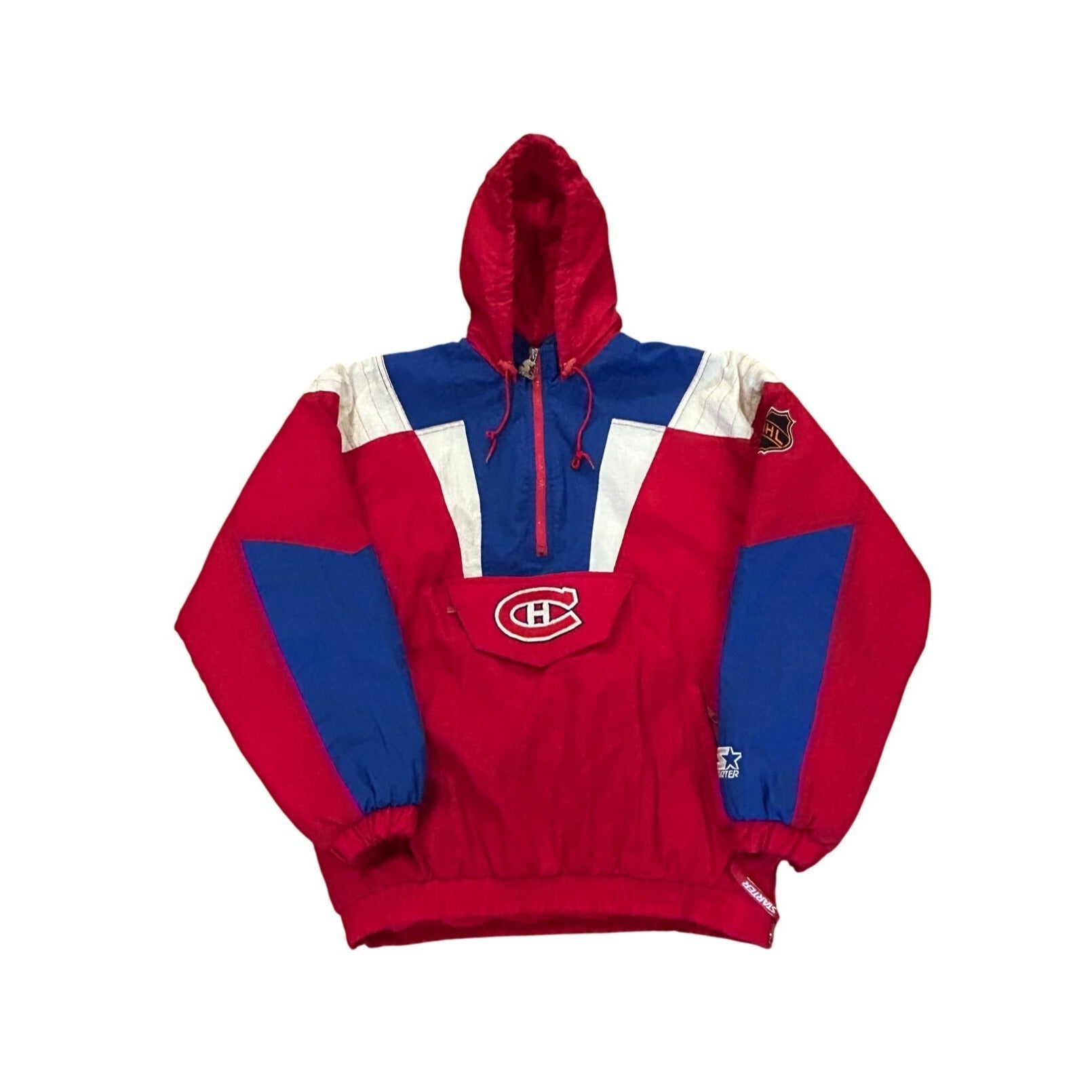 Vintage 1990's Starter Montreal Canadiens NHL Pullover Puffer Jacket Red Men's L